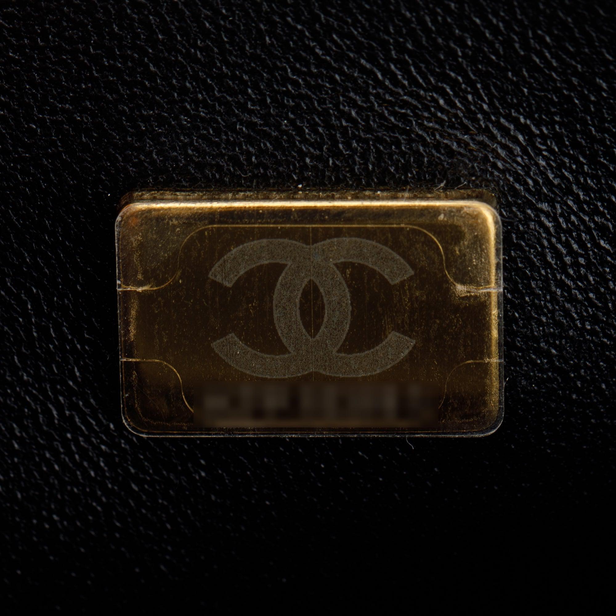 Chanel 2023 Black Quilted Lambskin Mini Crystal Top Handle Rectangular Flap Bag w/ Box & Receipt