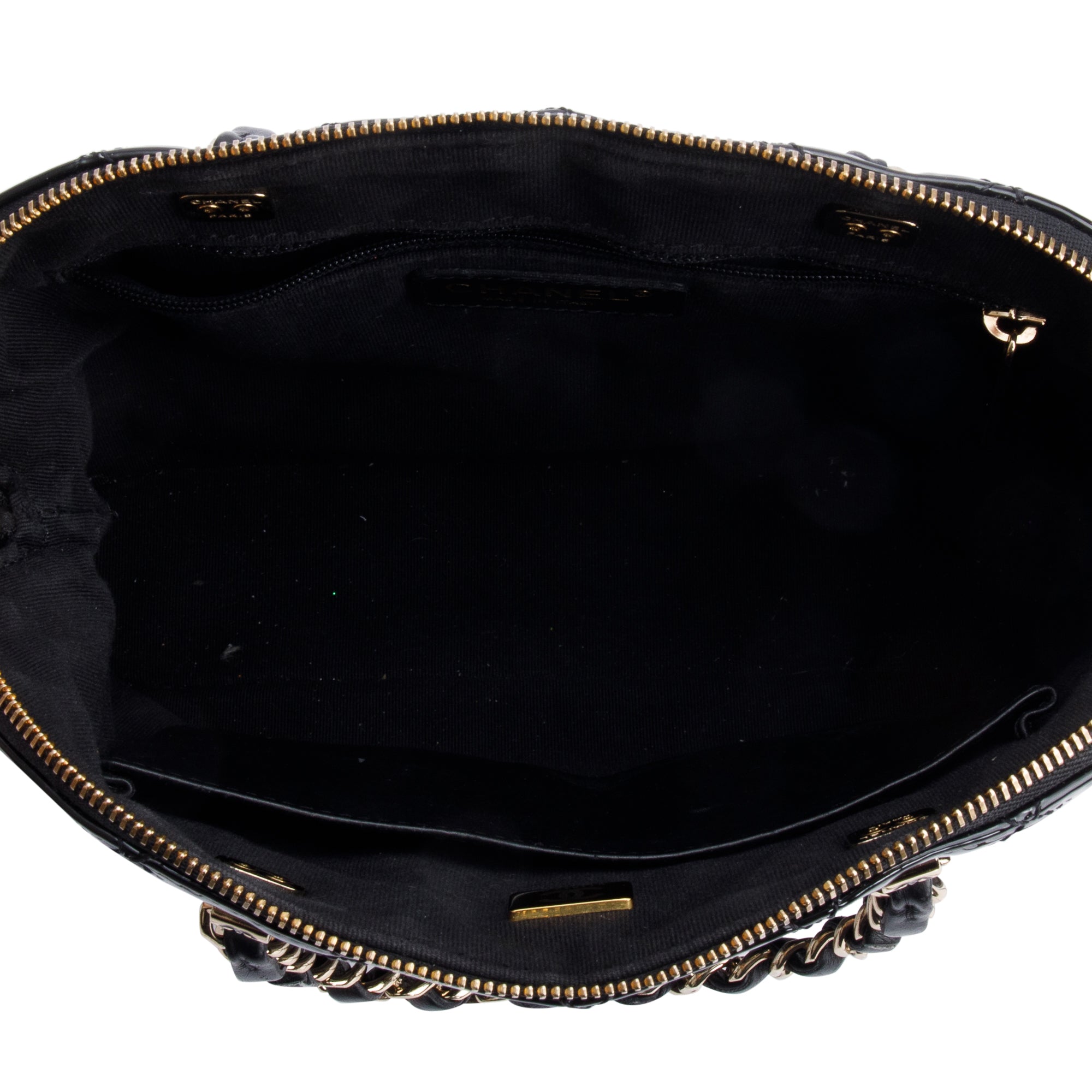 Chanel 2023 Black Quilted Patent Leather Shiny Coco Small Shopping Bag