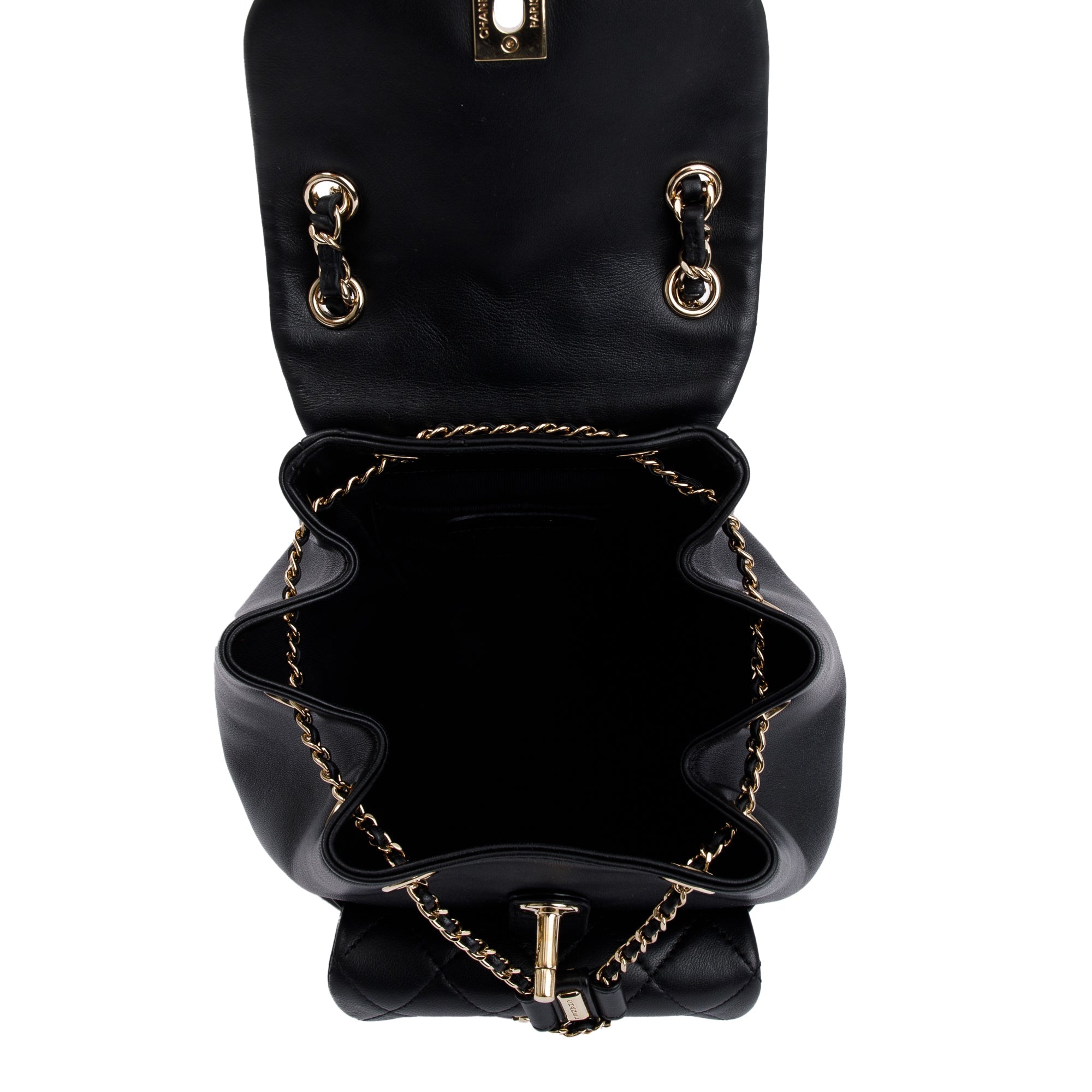 Chanel 2023 Black Quilted Small Duma Drawstring Backpack