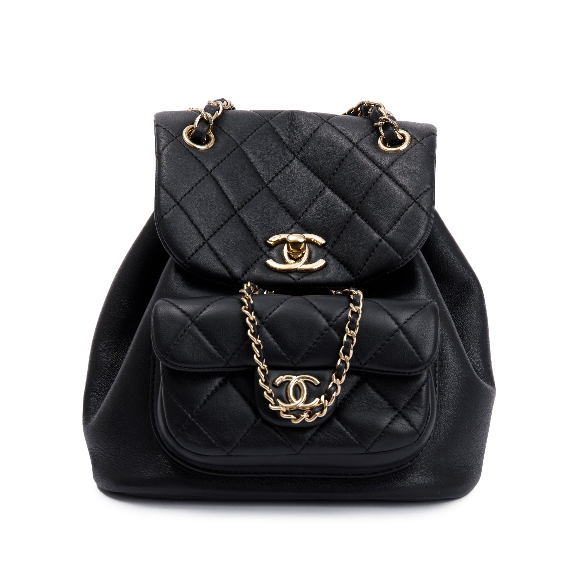 Chanel 2023 Black Quilted Small Duma Drawstring Backpack