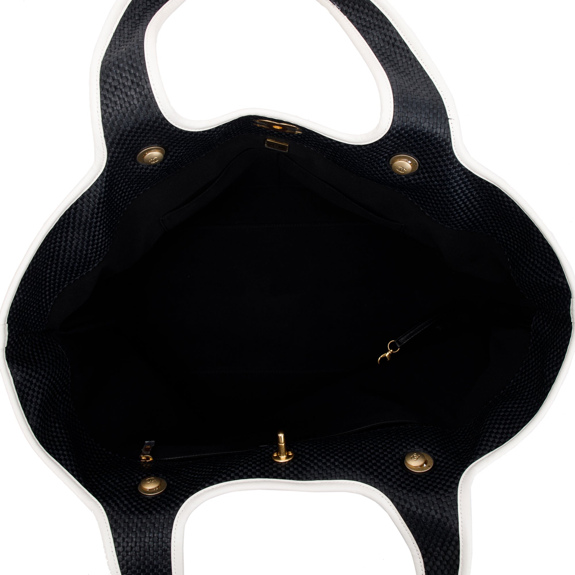 Chanel 2023 Black Raffia Calfskin Coco Maxi Beach Shopping Tote w/ Pouch