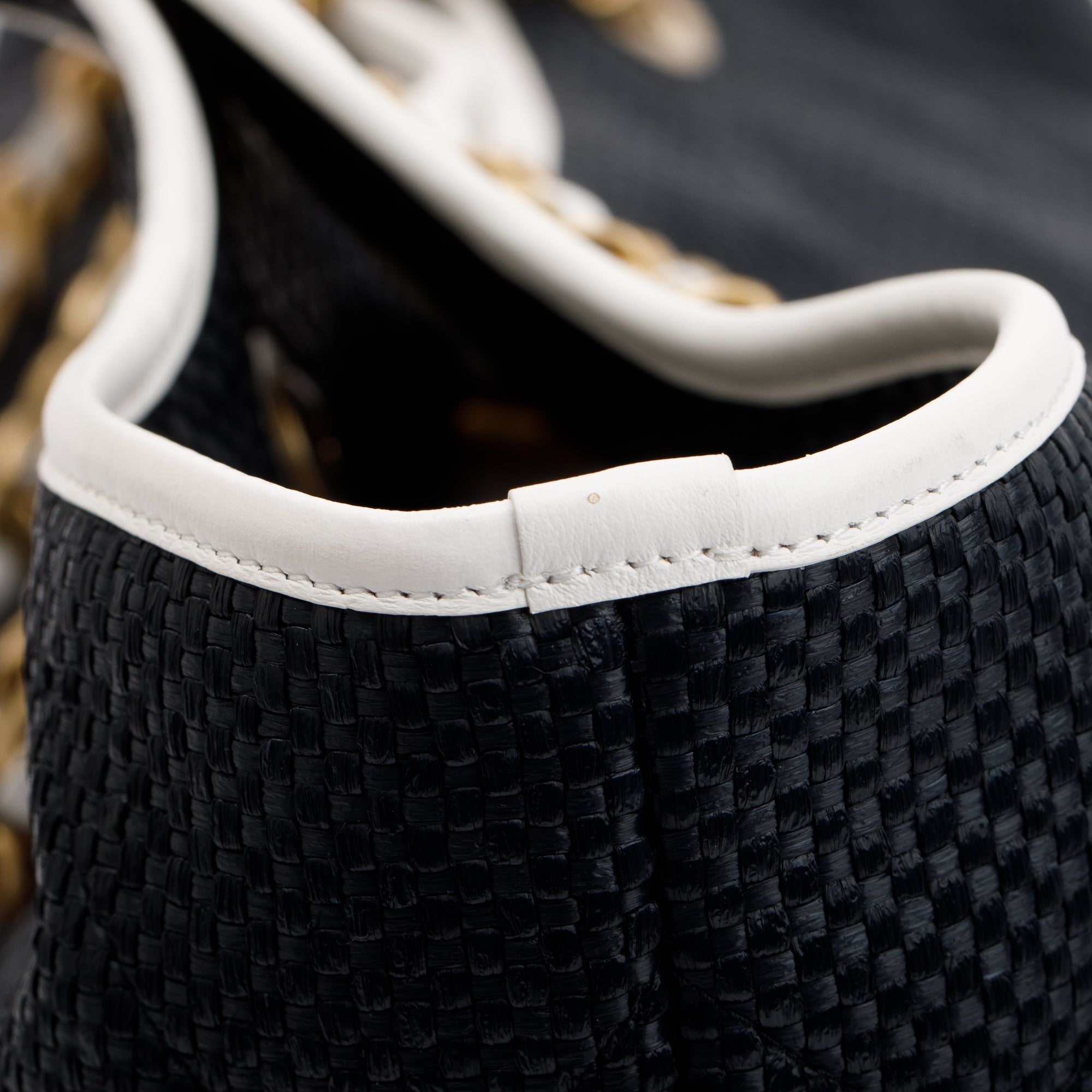 Chanel 2023 Black Raffia Calfskin Coco Maxi Beach Shopping Tote w/ Pouch