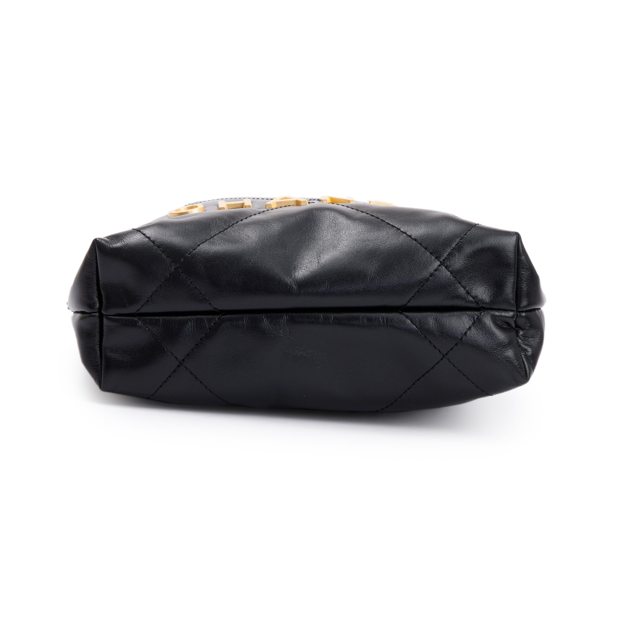 Chanel 2023 Black Shiny Calfskin Leather Mini Chanel 22 w/ Box & Receipt