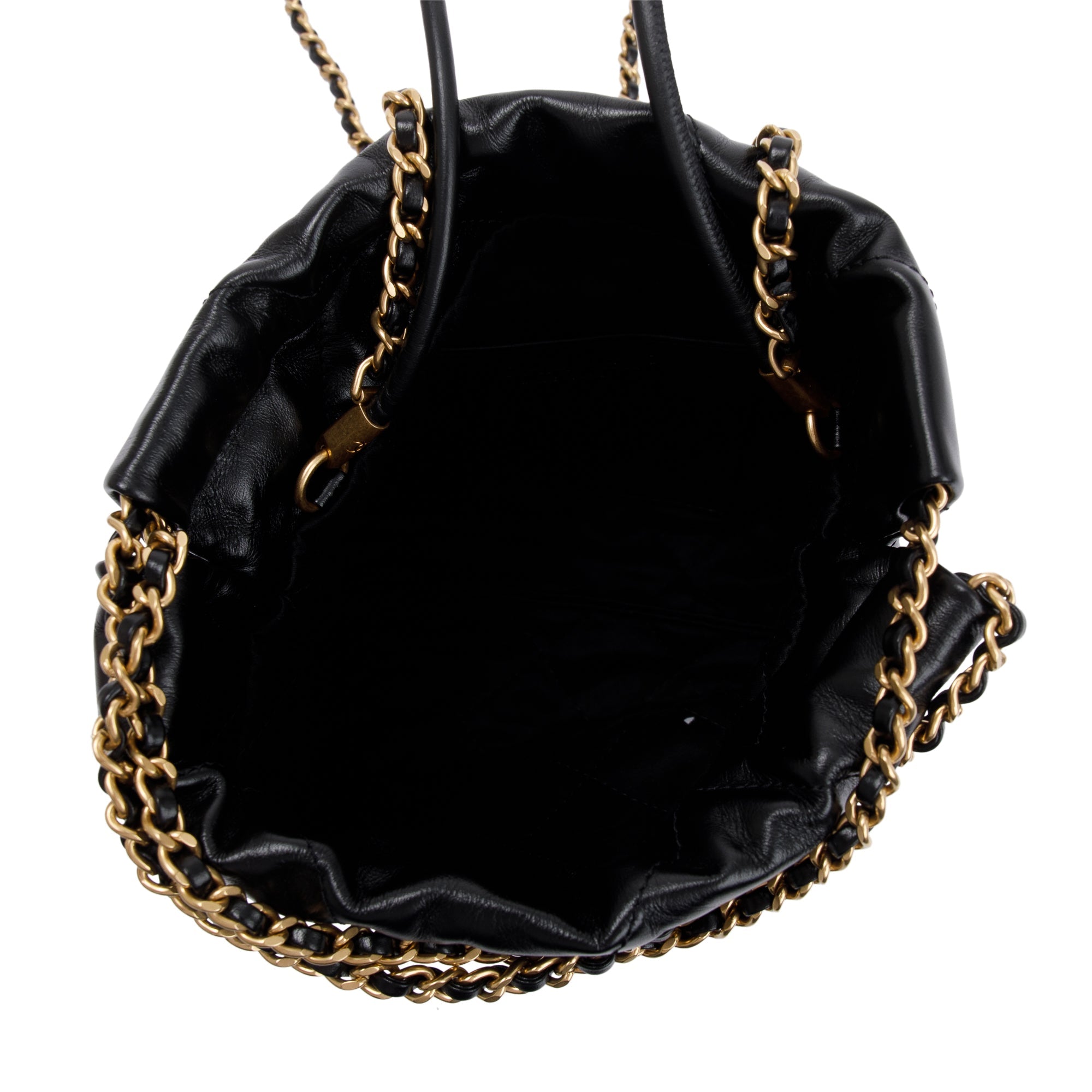 Chanel 2023 Black Shiny Calfskin Leather Mini Chanel 22 w/ Box & Receipt