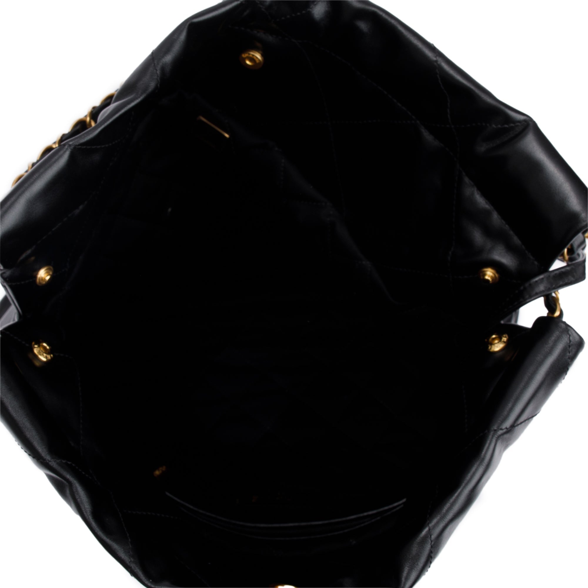 Chanel 2023 Black Shiny Calfskin Leather Small Chanel 22 Hobo w/ Pouch