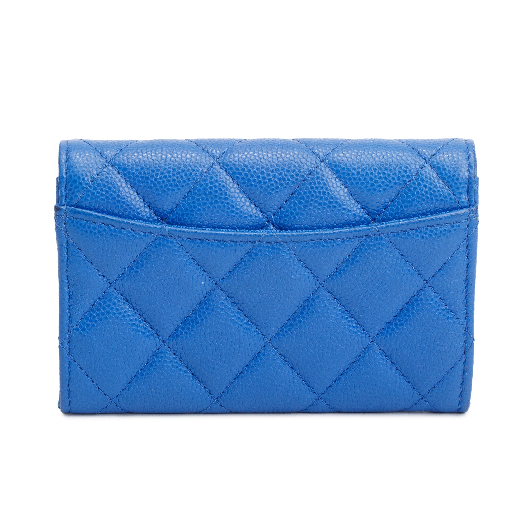 Chanel 2023 Blue Caviar Leather Classic Flap Card Holder w/ Box