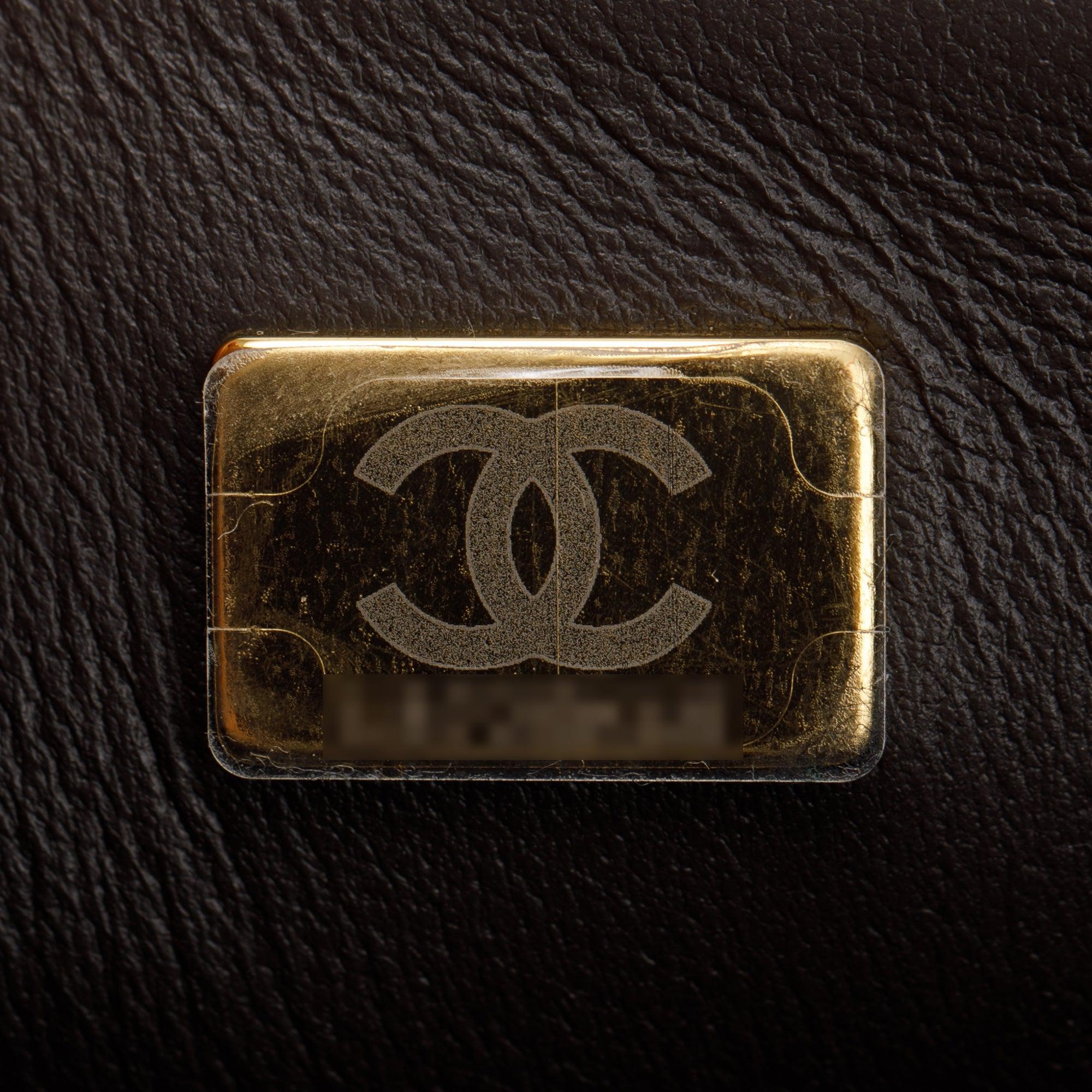 Chanel 2023 Brown Quilted Lambskin Leather Mini Top Handle Rectangular Flap Bag w/ Box