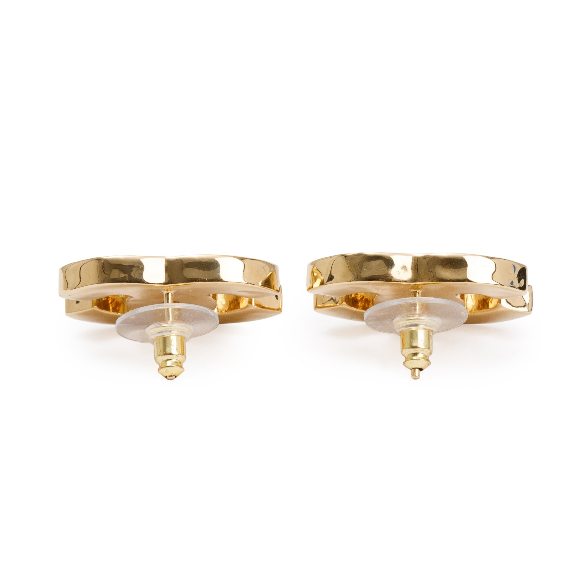 Chanel 2023 Gold Plated Enamel CC Stud Earrings w/ Box