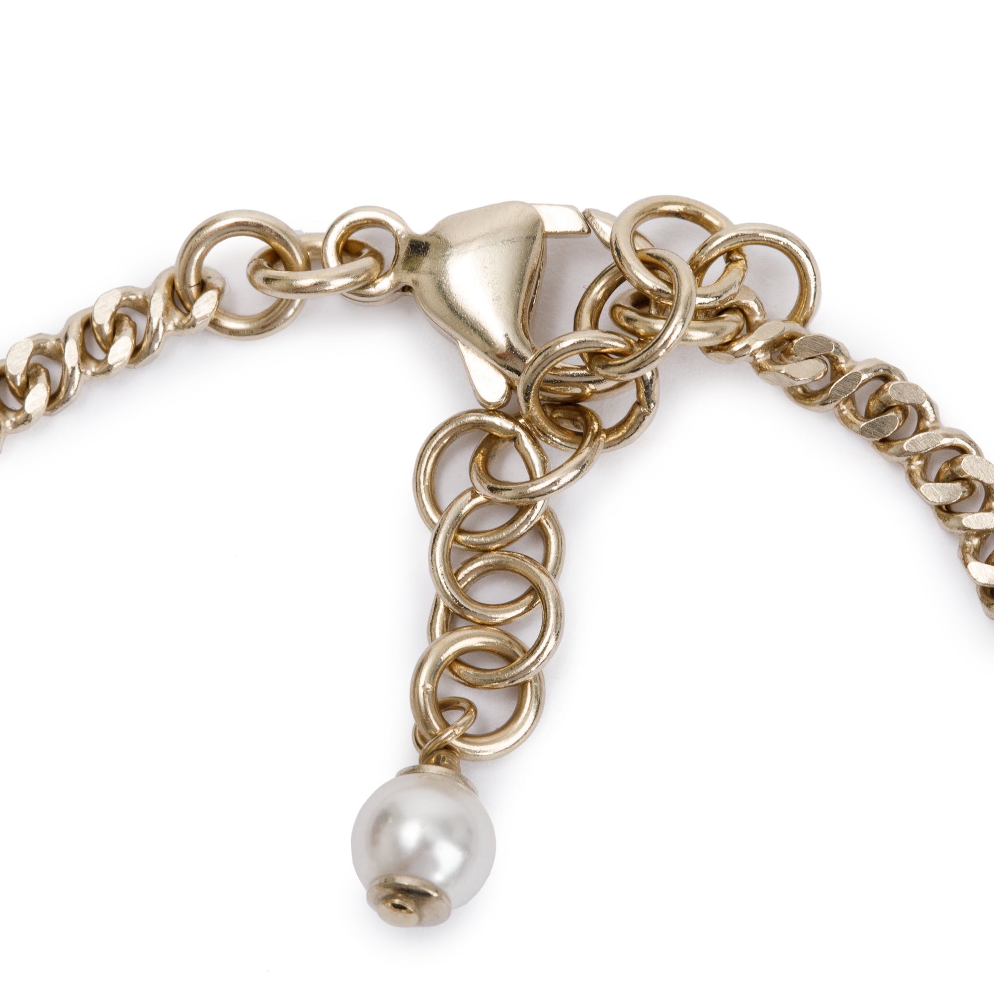 Chanel 2023 Gold Plated Faux Pearl CC Link Bracelet w/ Box & Receipt