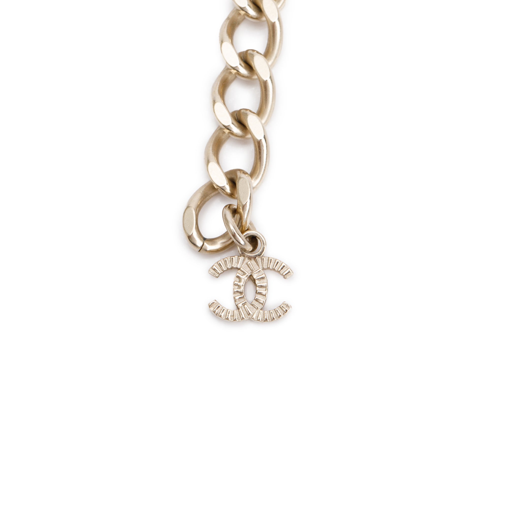 Chanel 2023 Gold Plated Faux Pearl Strass CC Drop Choker