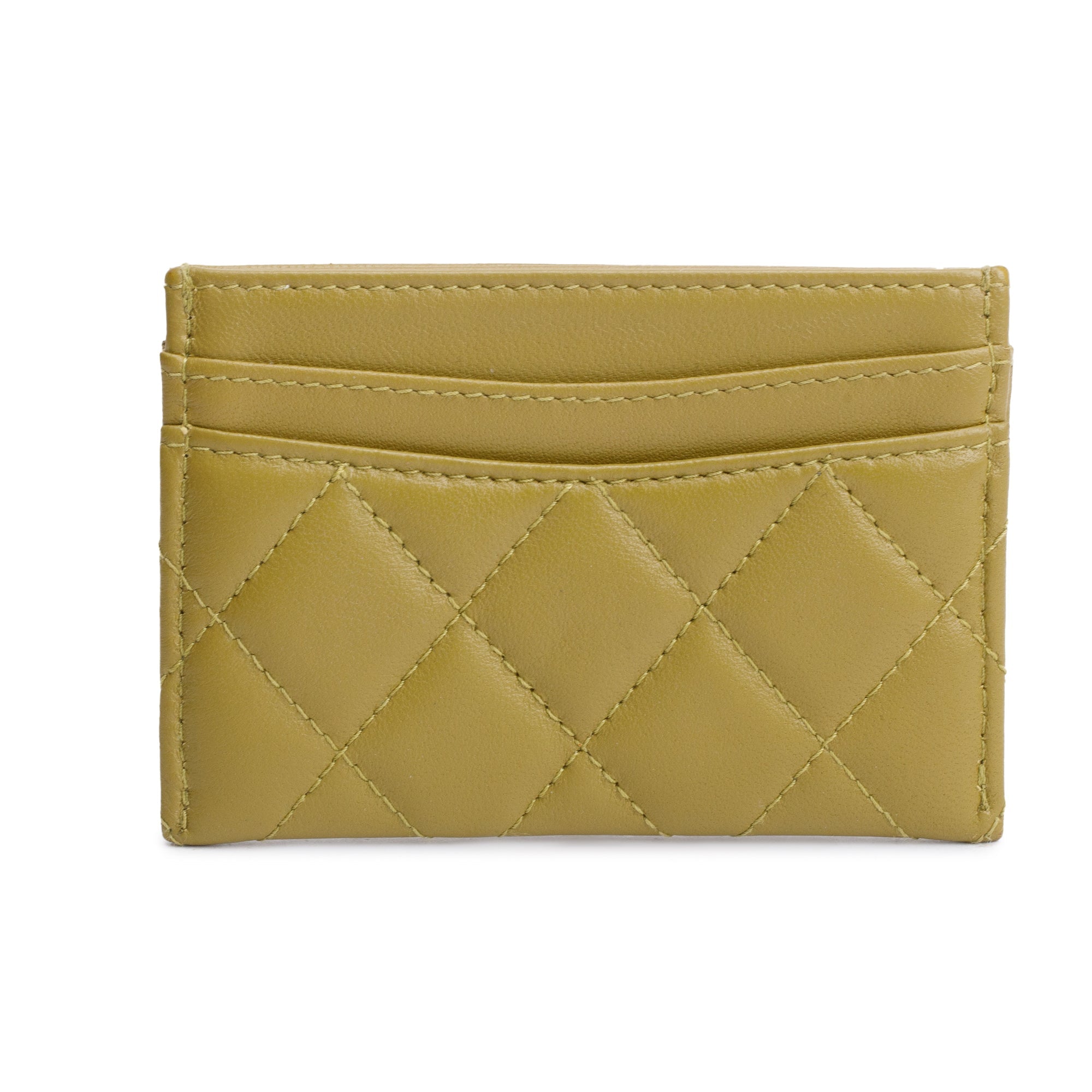 Chanel 2023 Green Lambskin Leather Classic Card Holder