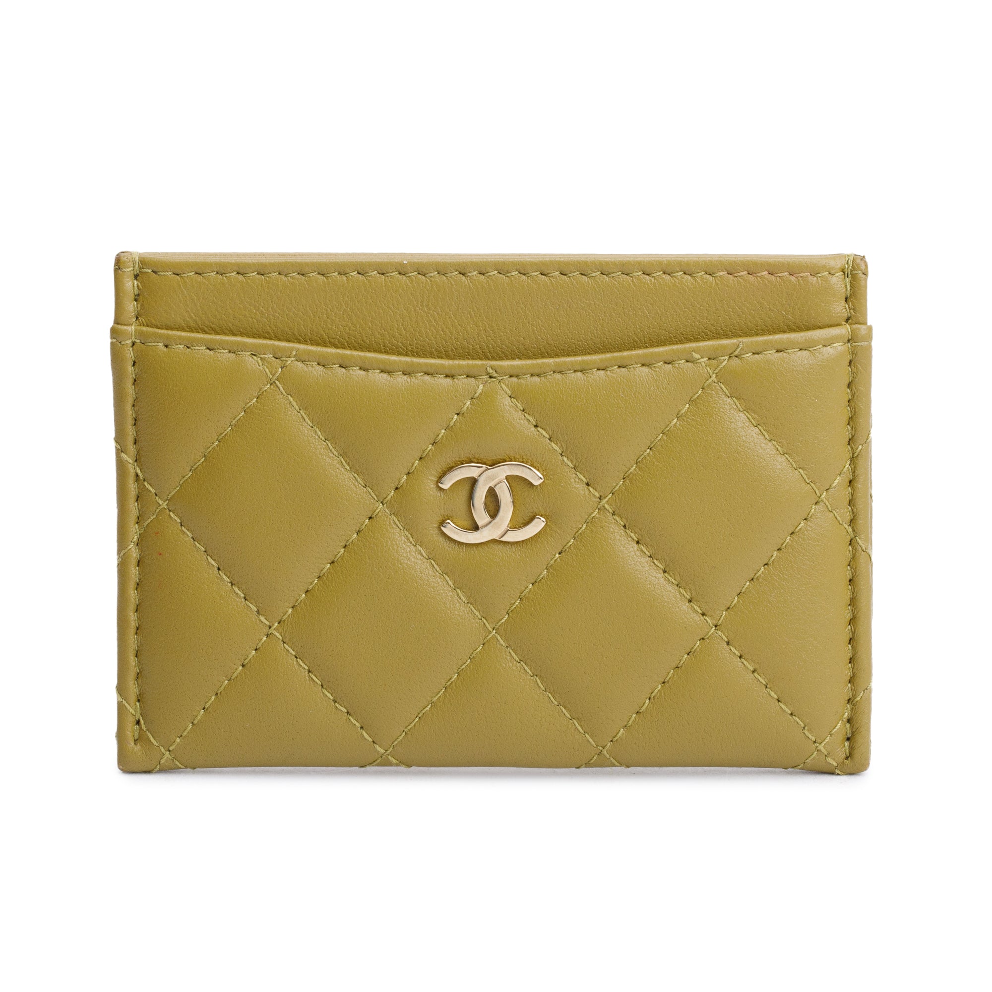 Chanel 2023 Green Lambskin Leather Classic Card Holder