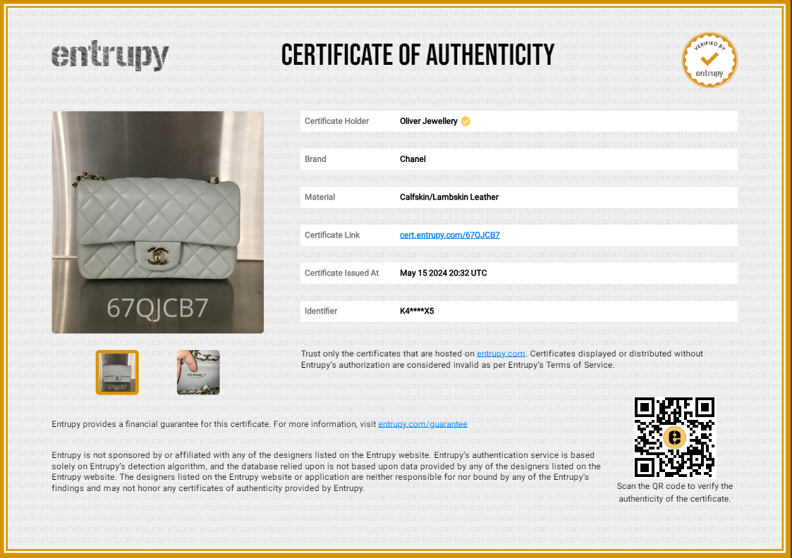 Chanel 2023 Light Grey Quilted Lambskin Leather Mini Classic Flap Handbag