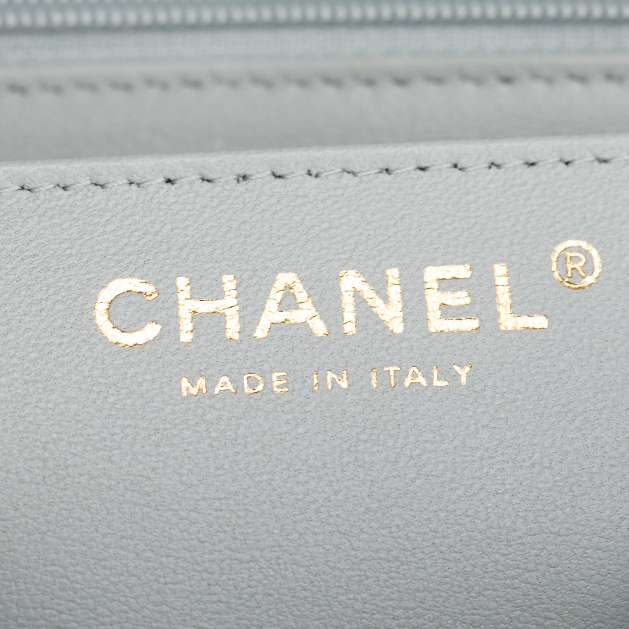 Chanel 2023 Light Grey Quilted Lambskin Leather Mini Classic Flap Handbag