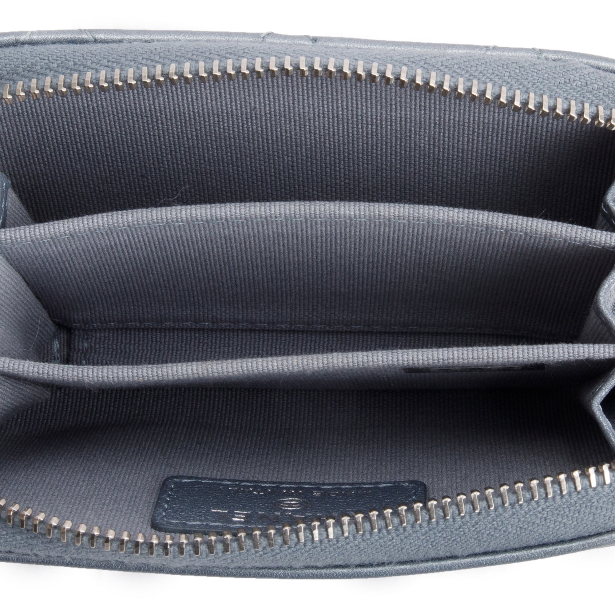 Chanel 2023 Metallic Blue Calfskin Leather Classic Zipped Coin Purse