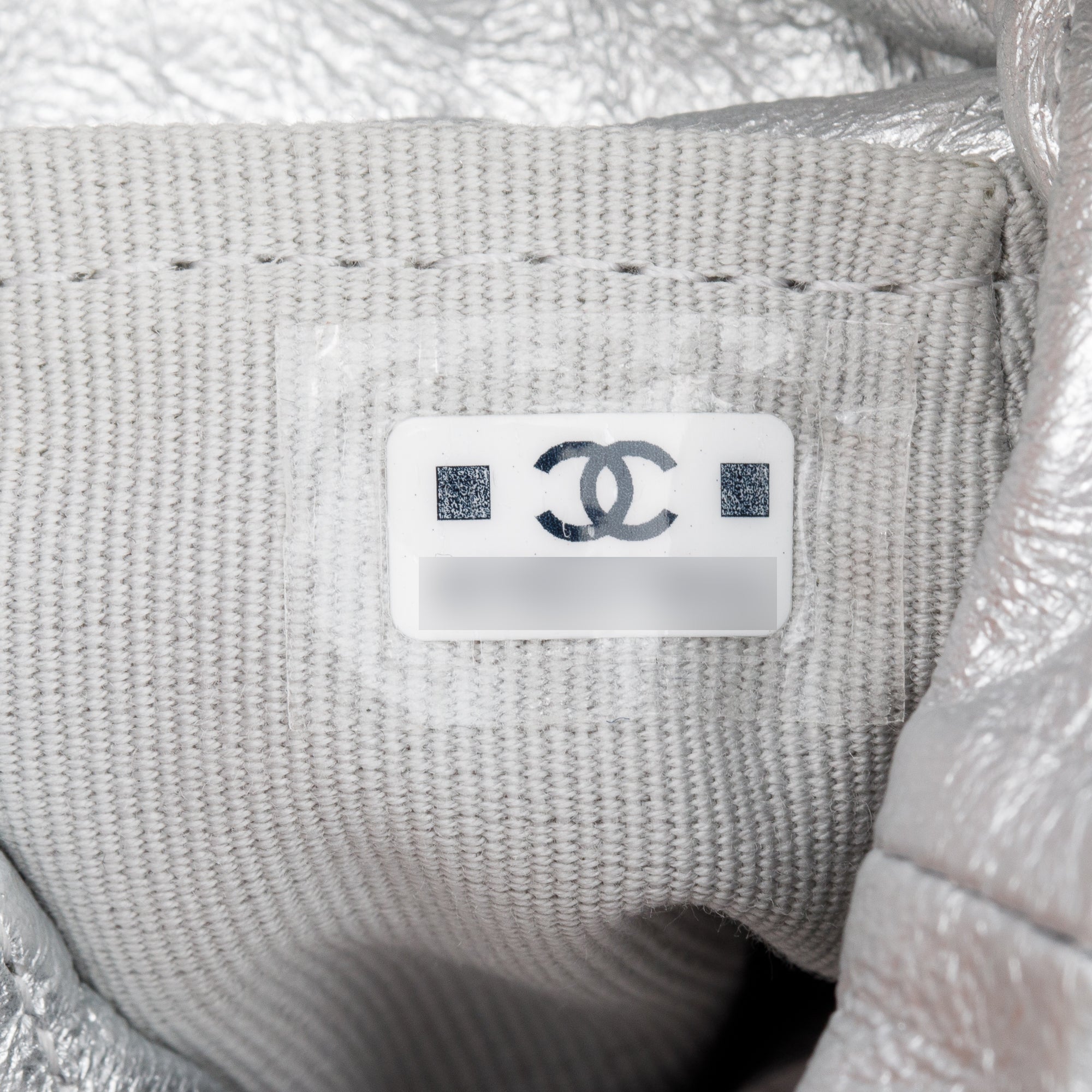 Chanel 2023 Metallic Silver Calfskin Leather Micro Drawstring Bucket Bag w/ Receipt