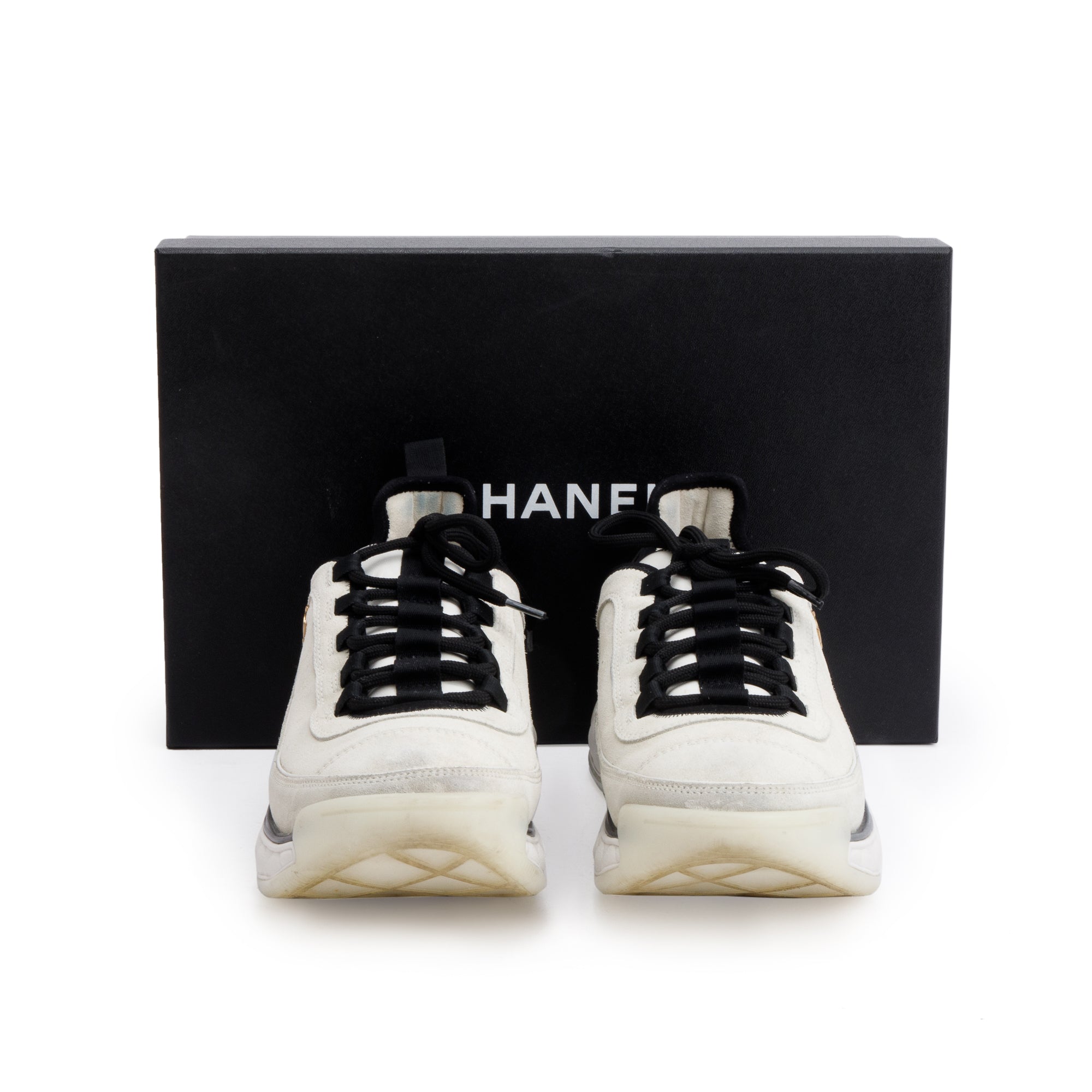 Chanel 2023 Neutral Suede CC Logo Chunky Sneakers, Size 41 w/ Box