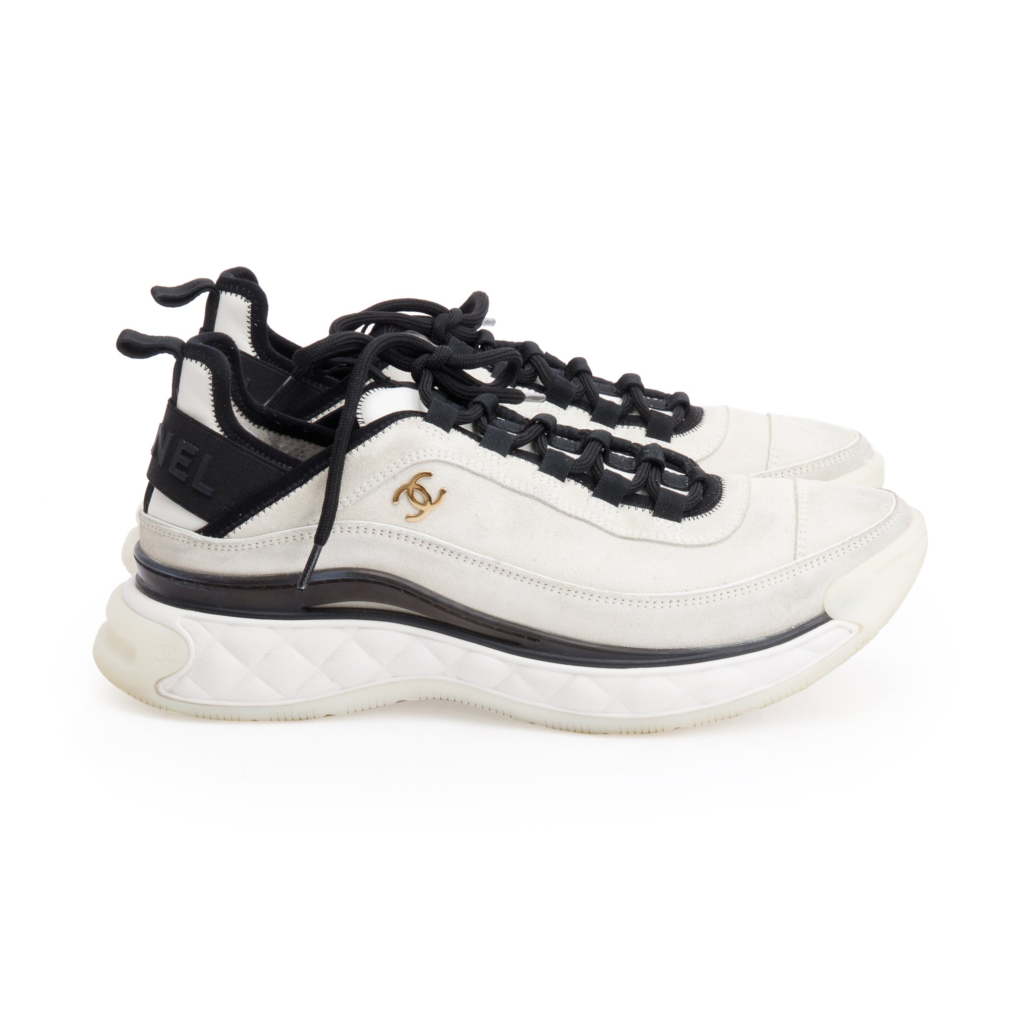 Chanel 2023 Neutral Suede CC Logo Chunky Sneakers, Size 41 w/ Box