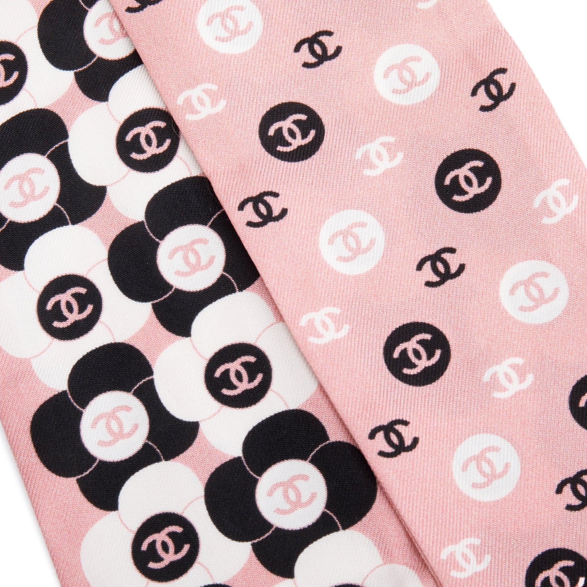 Chanel 2023 Pink Multicolor Printed Silk Twill Slim Bandeau w/ Box & Receipt