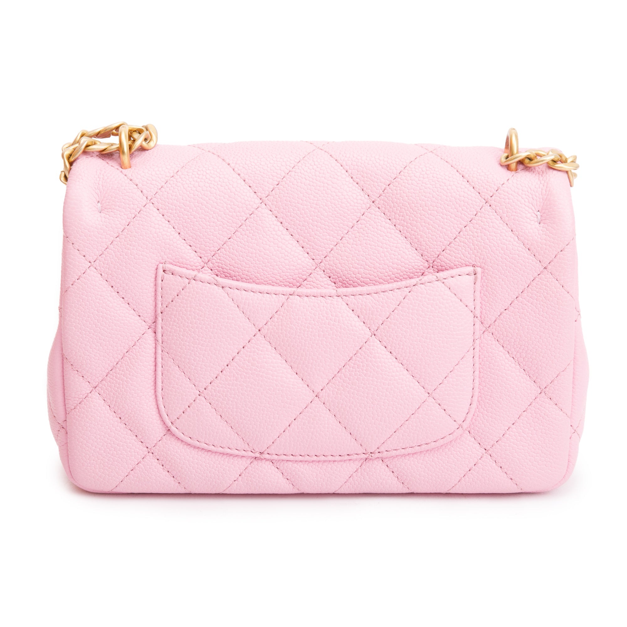 Chanel 2023 Pink Quilted Caviar Leather Sweetheart Crush Classic Rectangular Mini Flap Bag w/ Box