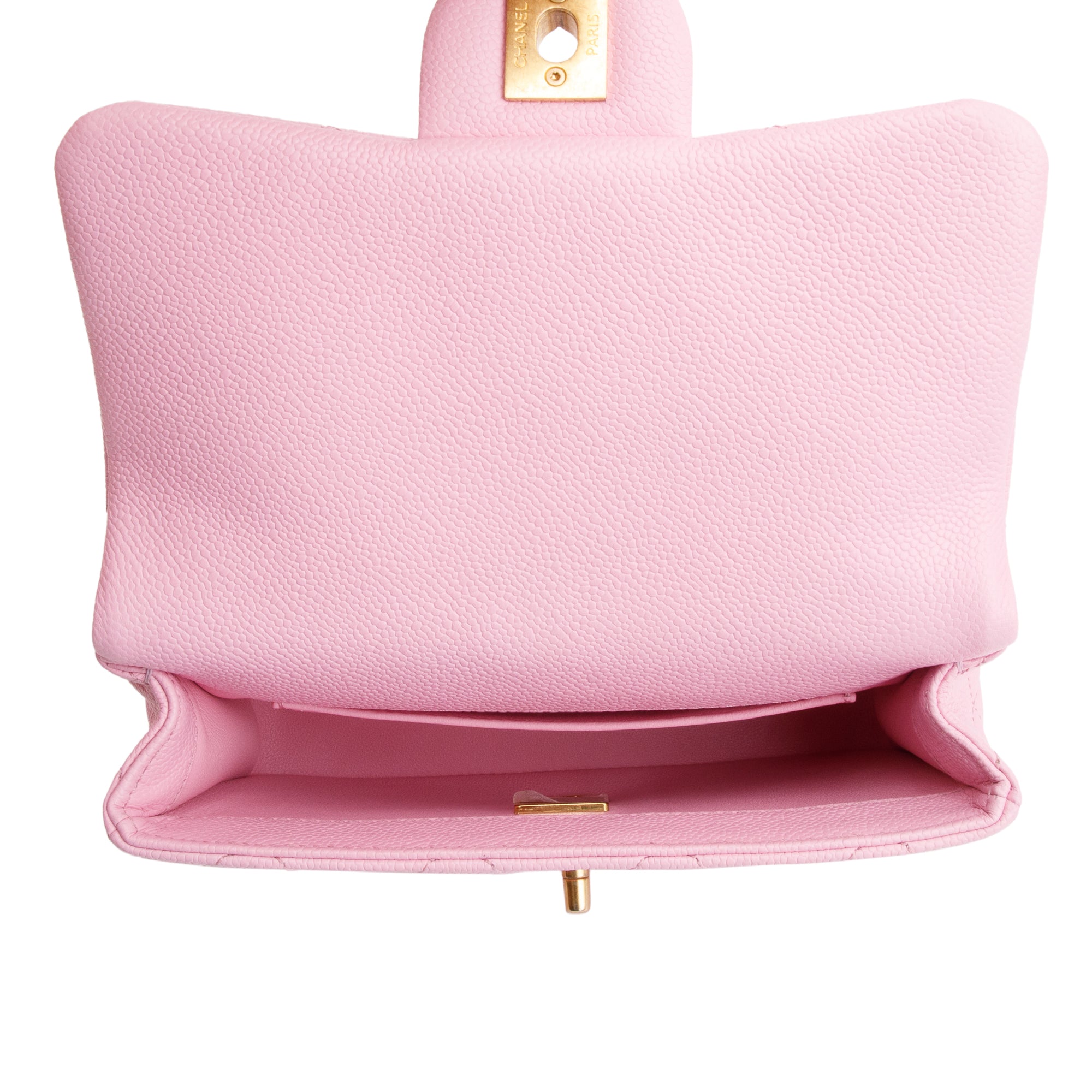 Chanel 2023 Pink Quilted Caviar Leather Sweetheart Crush Classic Rectangular Mini Flap Bag w/ Box