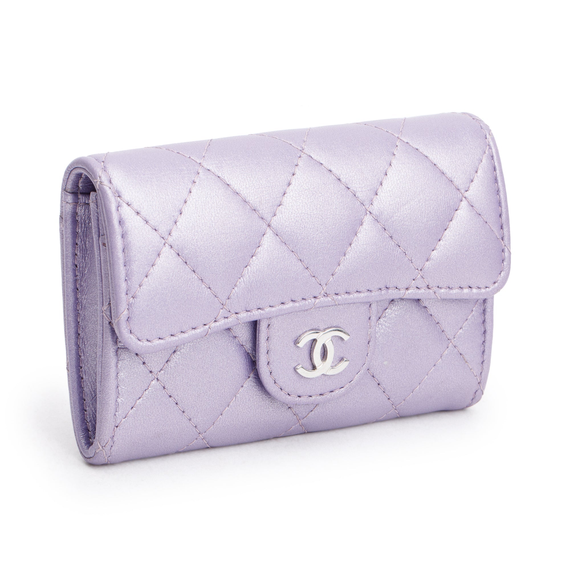 Chanel 2023 Purple Iridescent Lambskin Leather Classic Flap Card Holder