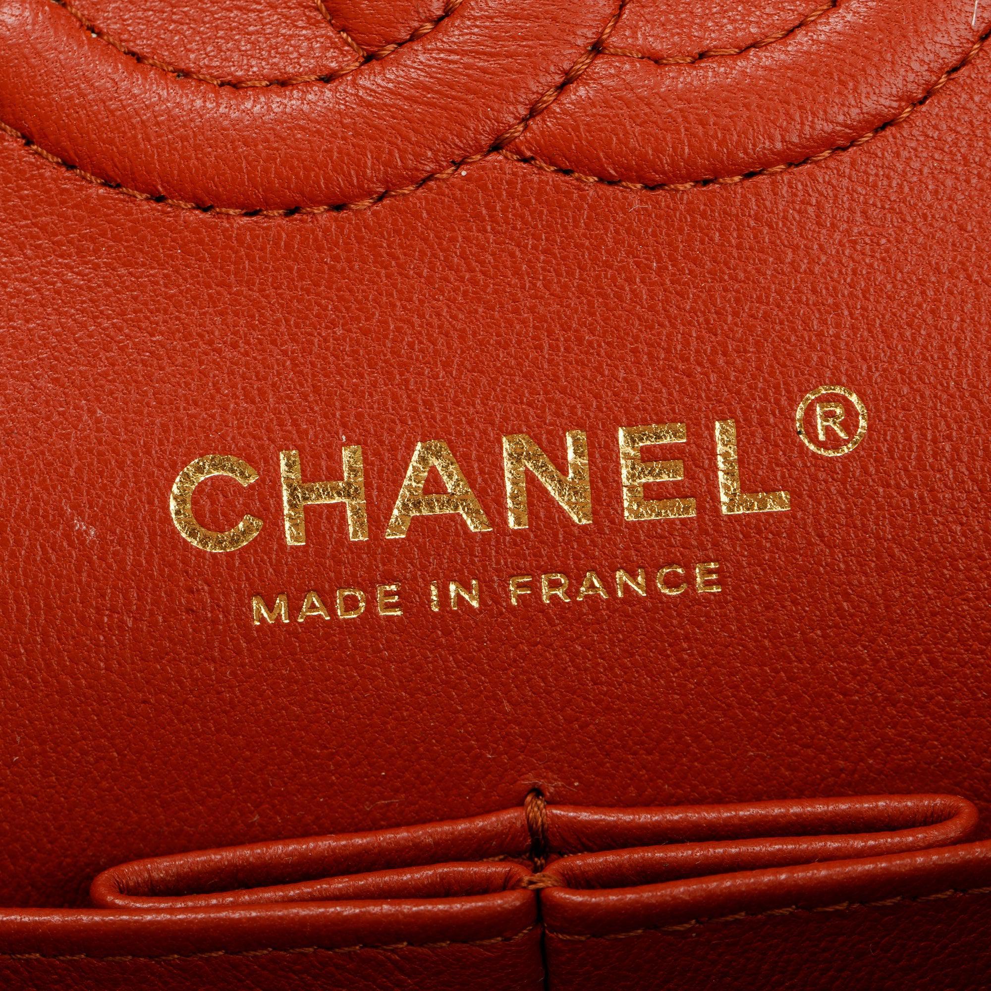 Chanel 2023 Red Lambskin Leather Small Classic Double Flap Bag