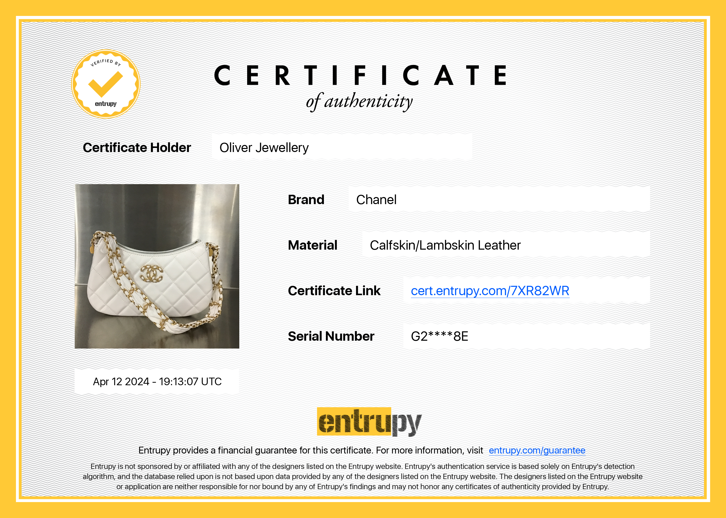 Chanel 2023 White Calfskin Leather Small 19 Hobo w/ Box