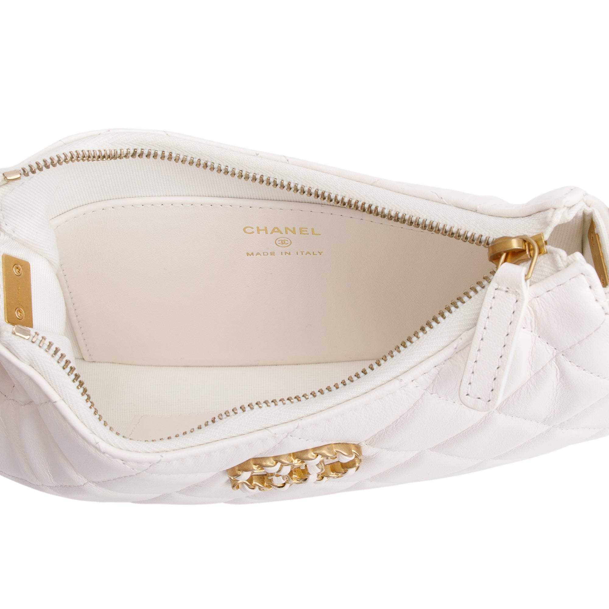 Chanel 2023 White Calfskin Leather Small 19 Hobo w/ Box