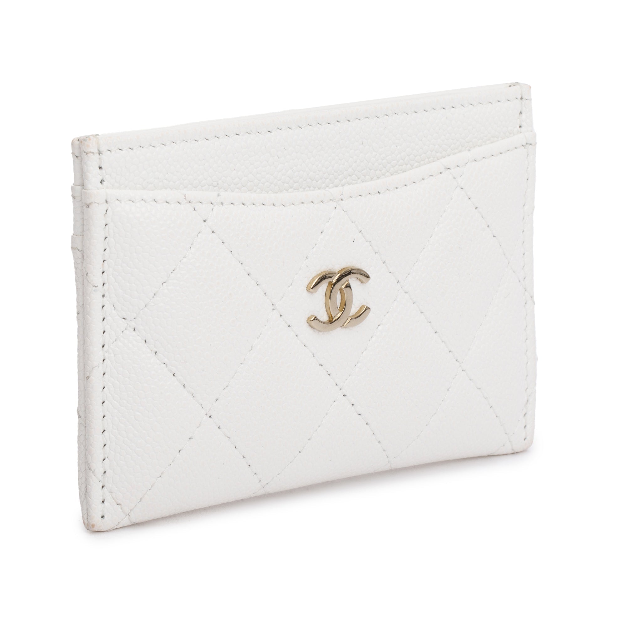 Chanel 2023 White Caviar Leather Classic Card Holder w/ Box