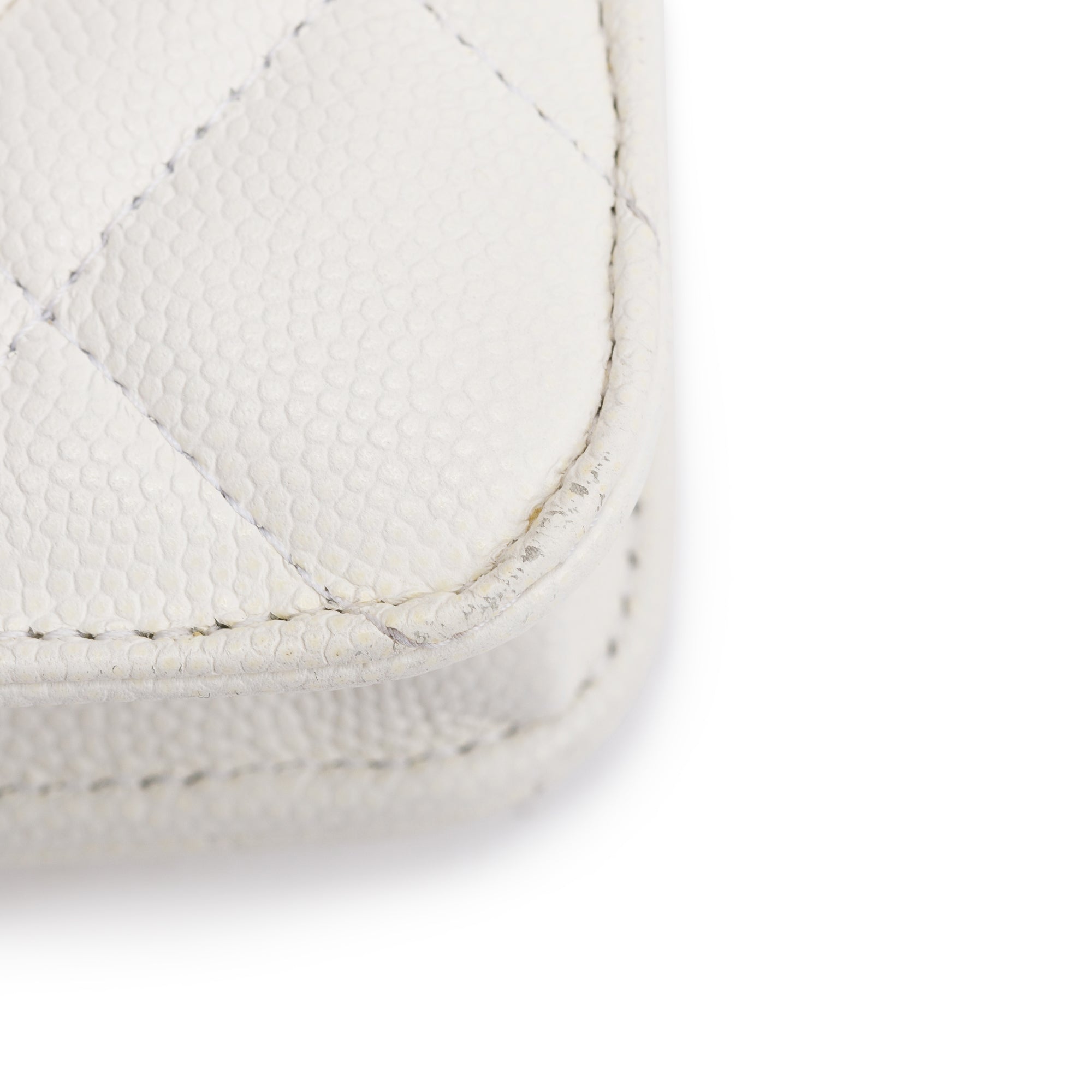 Chanel 2023 White Caviar Leather Classic Wallet on Chain w/ Box