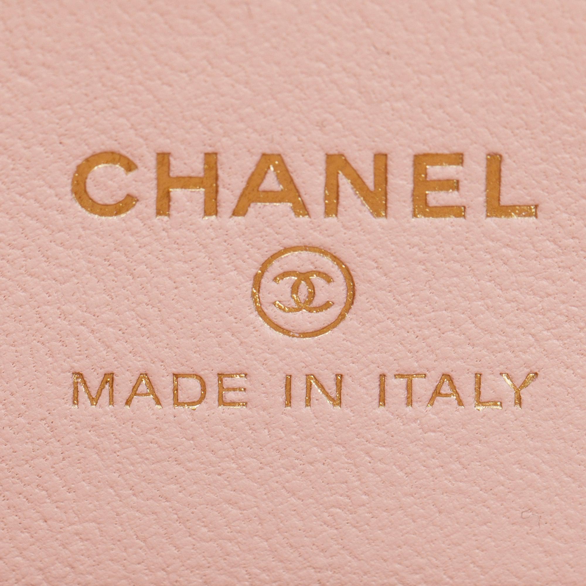 Chanel 2023 White Lambskin Leather Handle with Care Round Vanity Case w/ Box