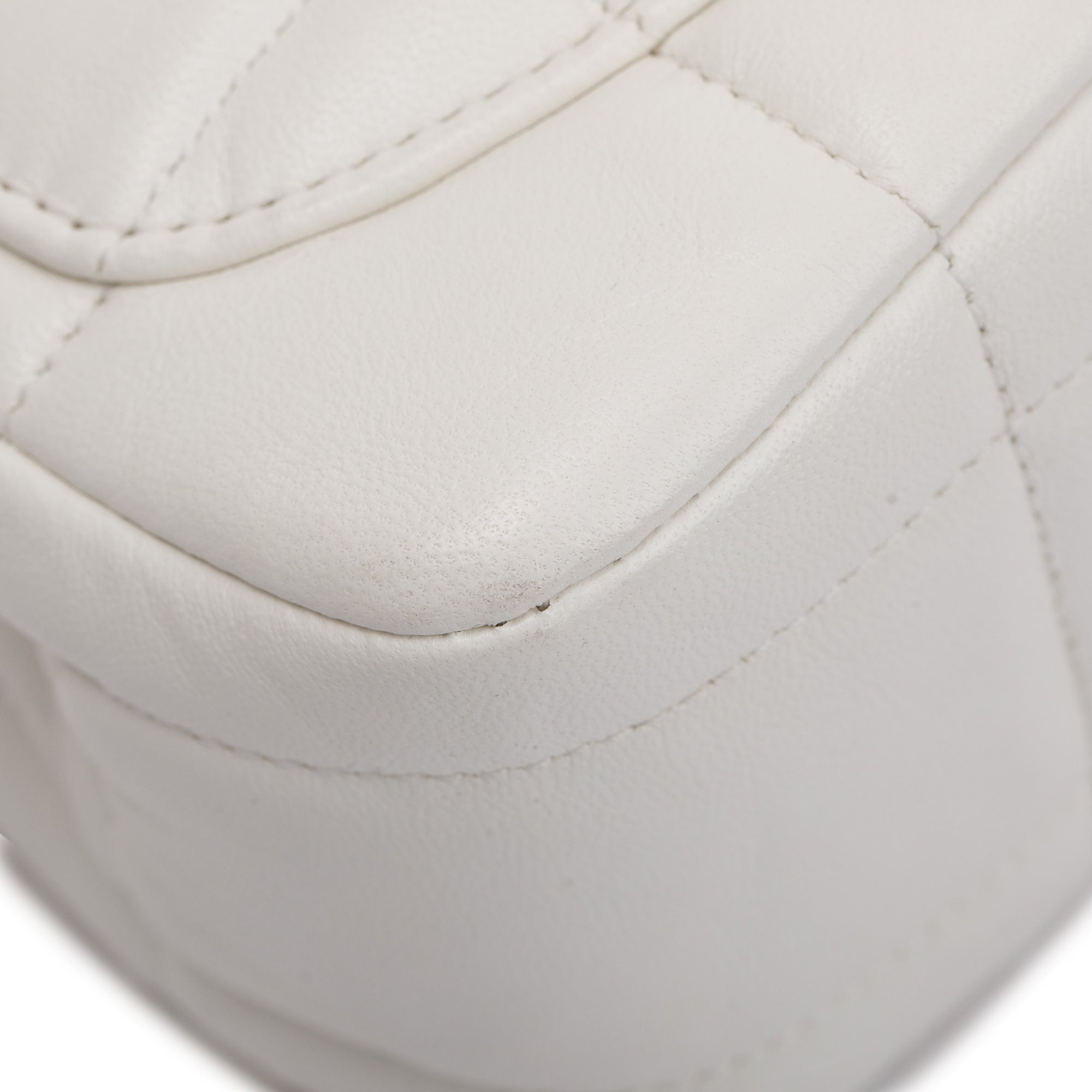 Chanel 2023 White Square Quilted Lambskin Resin Crystal Monacoco Mini Square Flap Bag