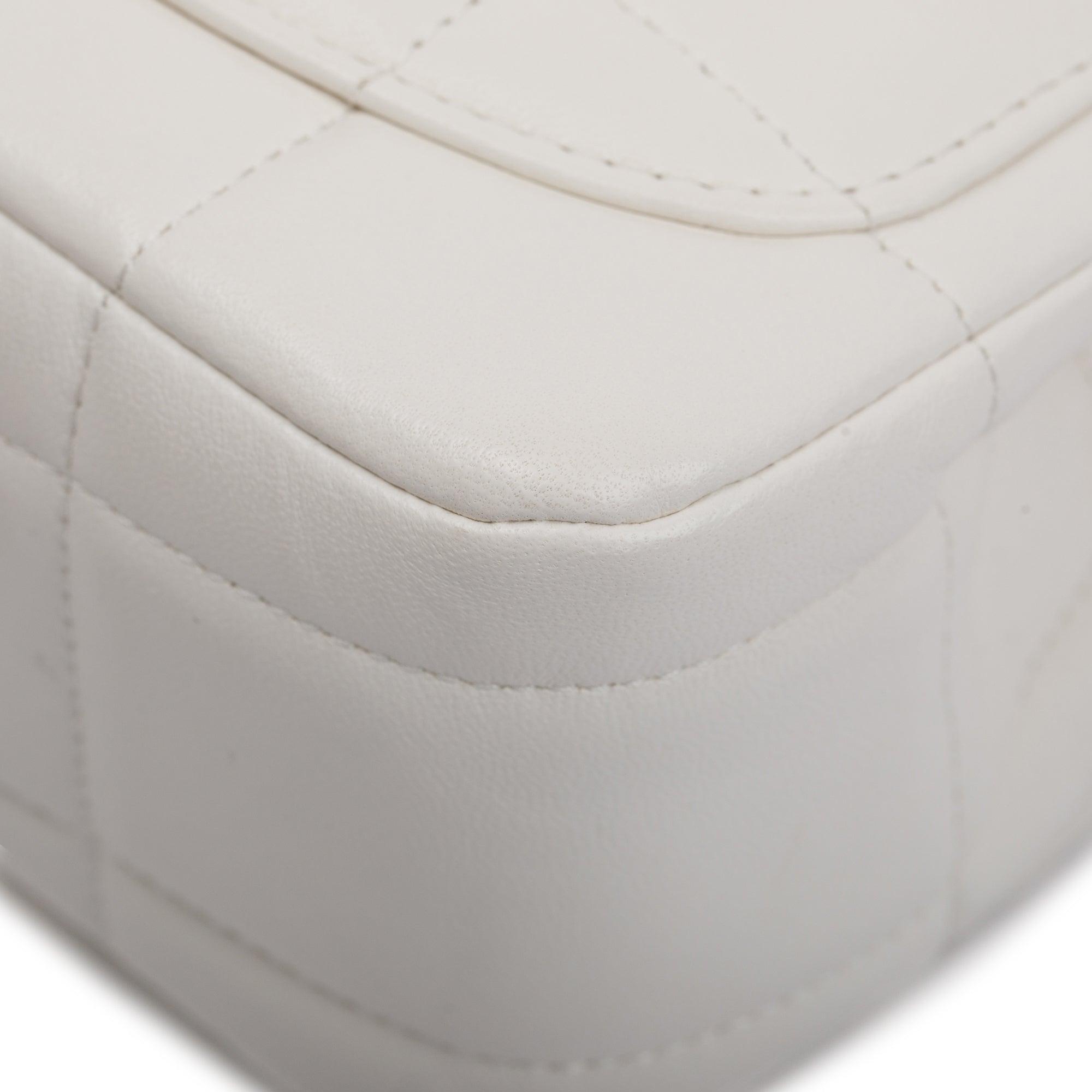 Chanel 2023 White Square Quilted Lambskin Resin Crystal Monacoco Mini Square Flap Bag