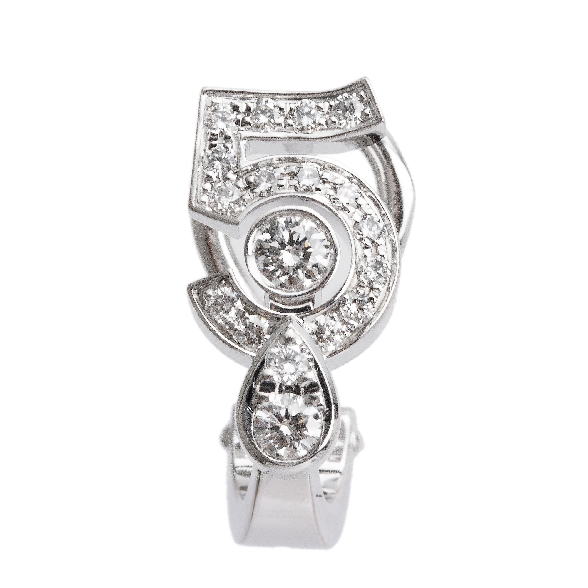 Chanel 2024 18k White Gold Diamond Eternal N'5 Single Earring w/ Box & Receipt