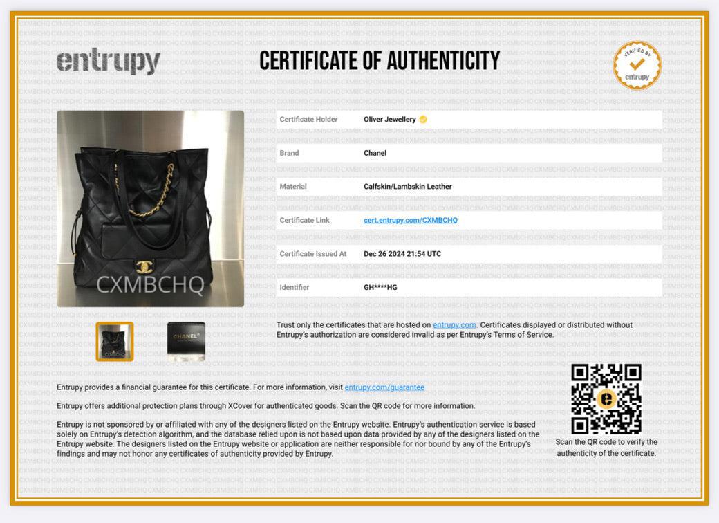 Chanel 2024 Black Quilted Calfskin Leather Shopping Bag Tote w/ Receipt