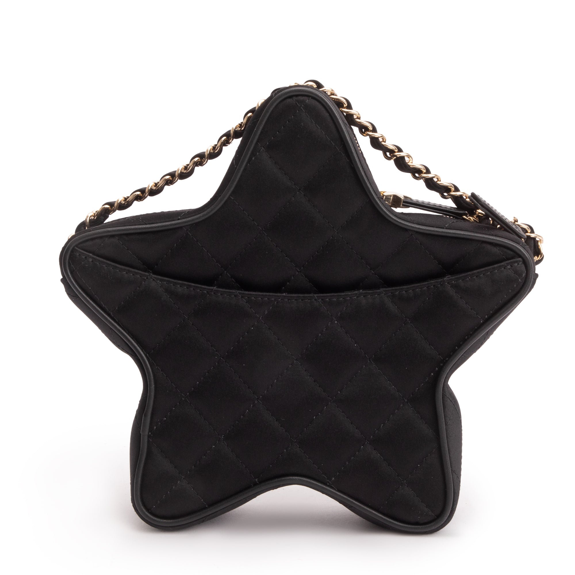Chanel 2024 Black Satin Walk Of Fame Star Crossbody Bag