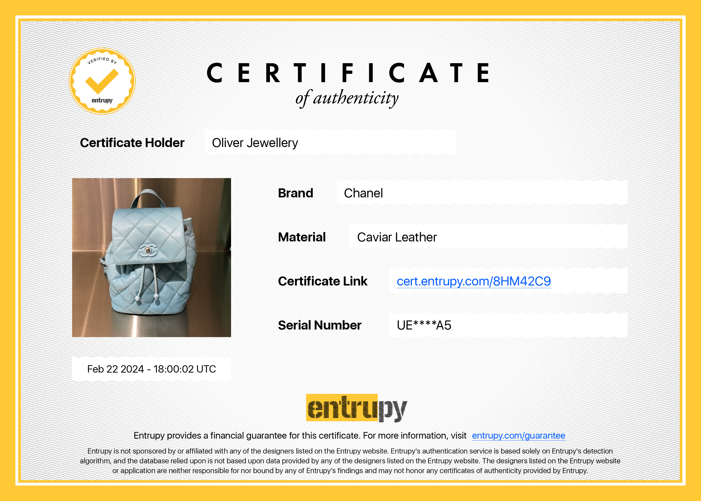 Chanel 2024 Blue Quilted Caviar Leather Mini Backpack w/ Box