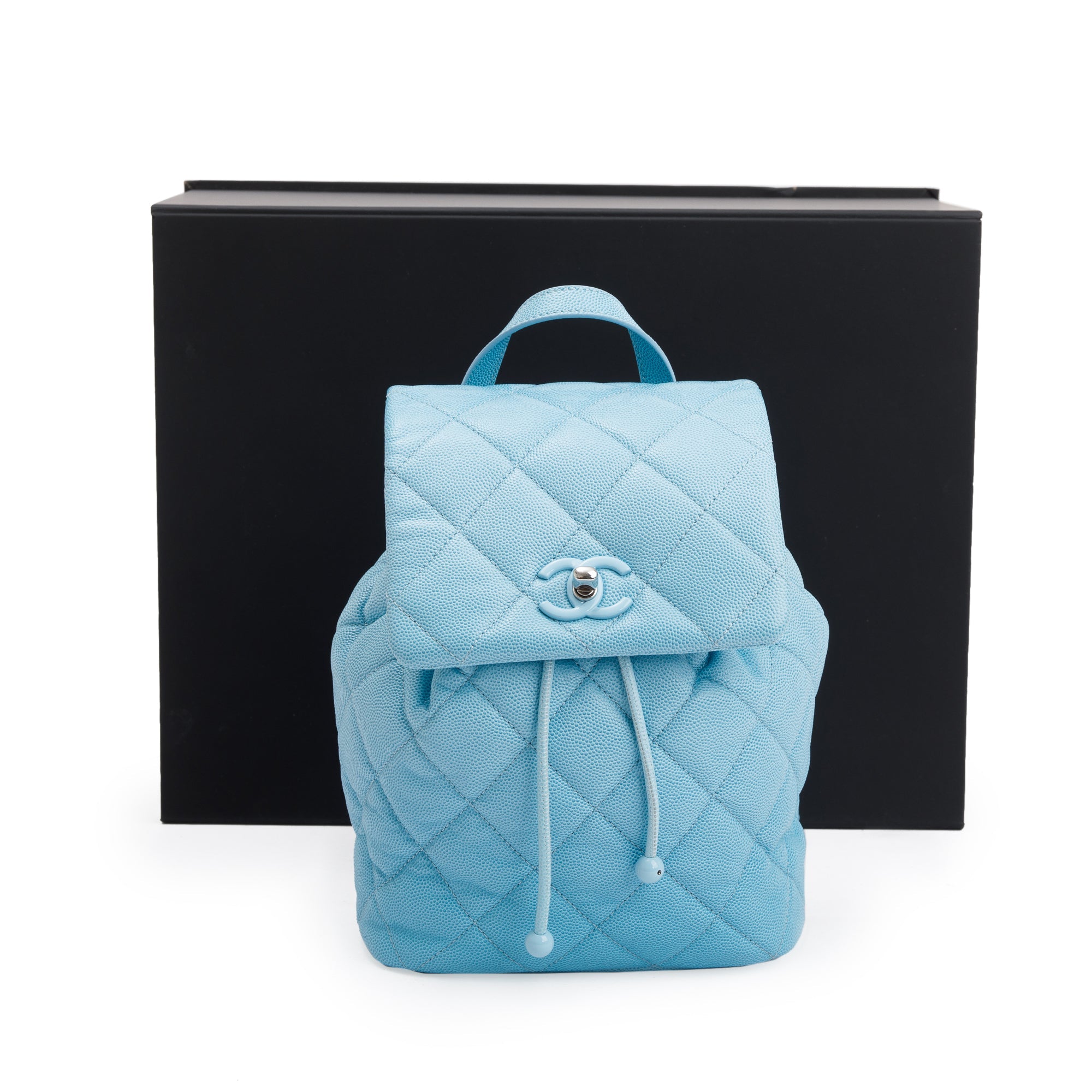 Chanel 2024 Blue Quilted Caviar Leather Mini Backpack w/ Box