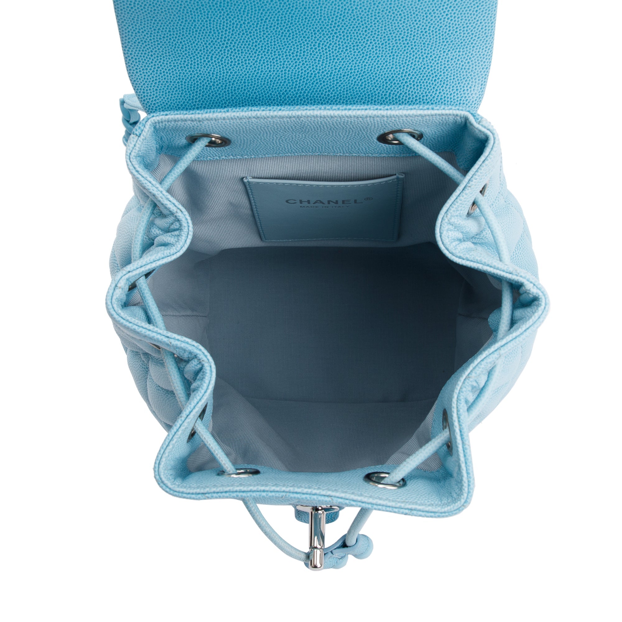Chanel 2024 Blue Quilted Caviar Leather Mini Backpack w/ Box