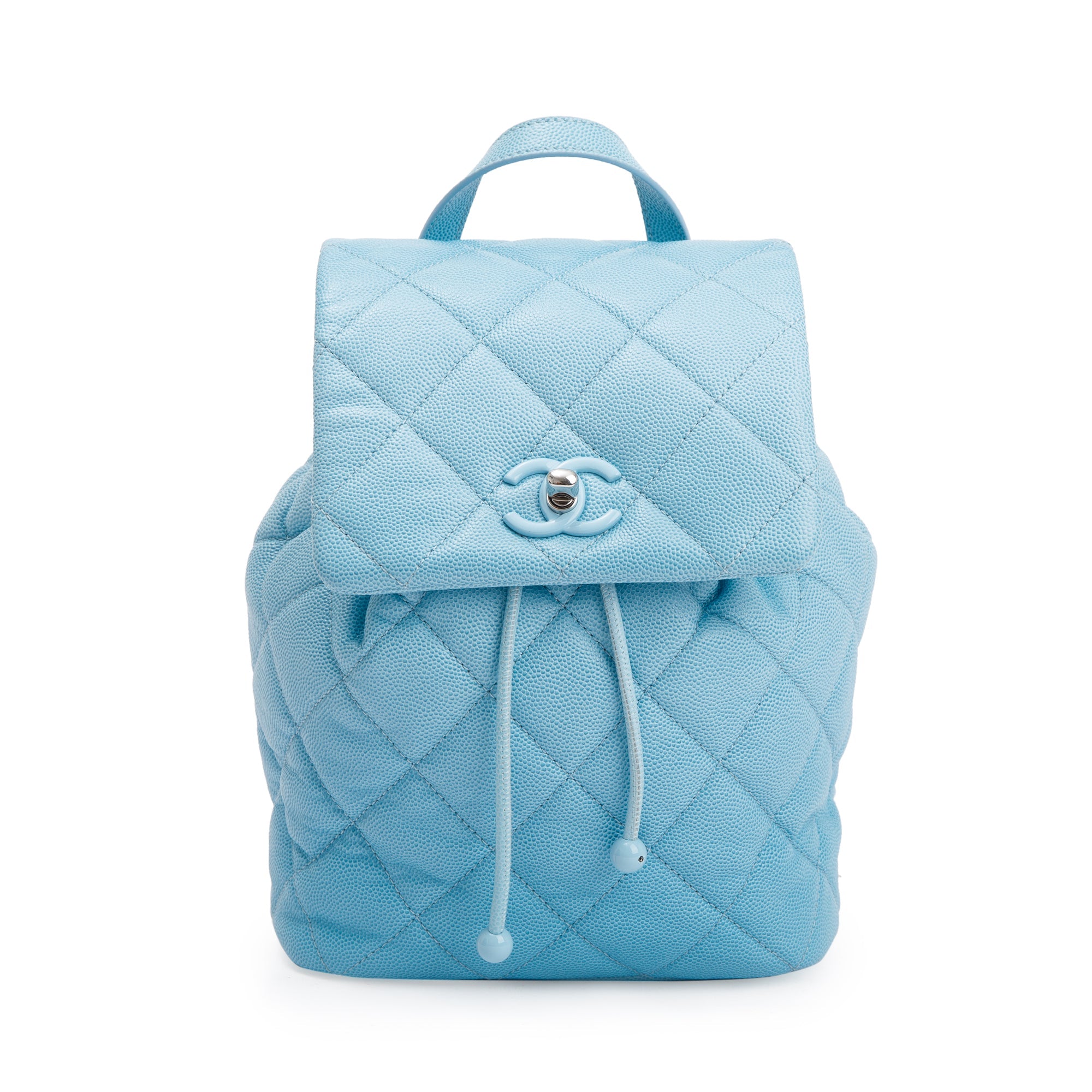Chanel 2024 Blue Quilted Caviar Leather Mini Backpack w/ Box