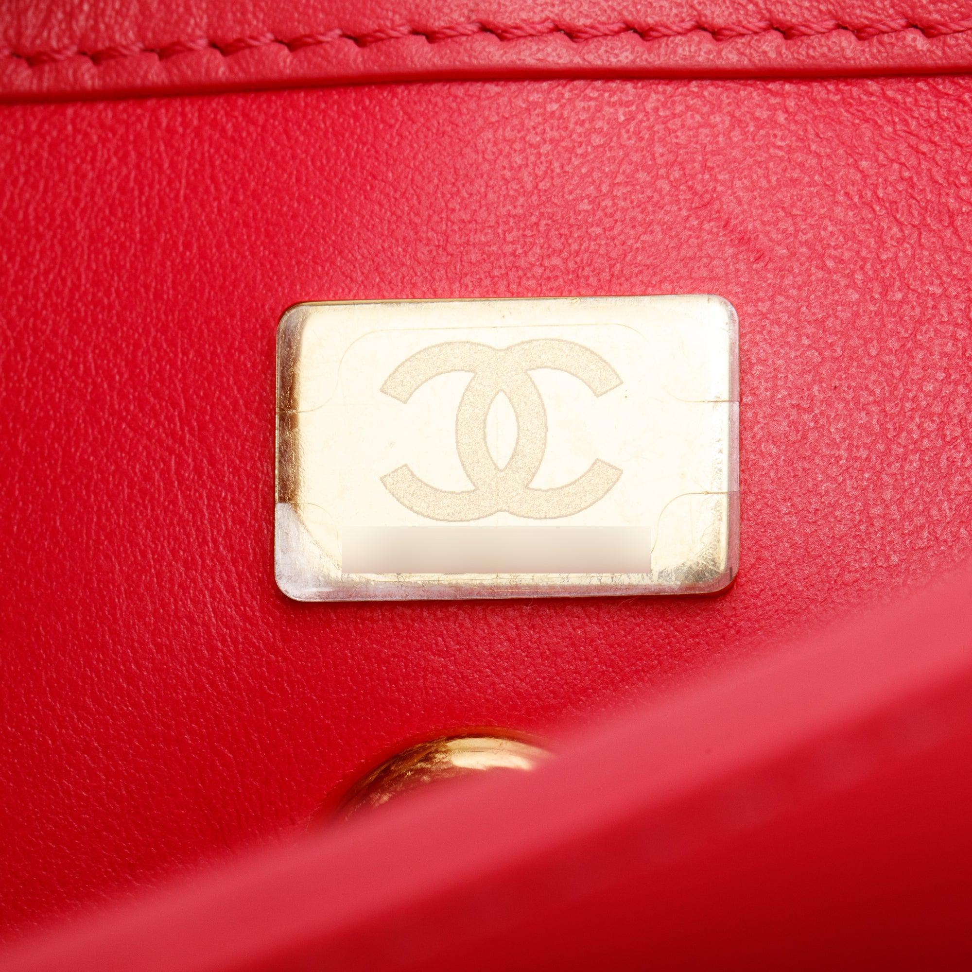 Chanel 2024 Pink Lambskin Mini Flap Bag w/ Top Handle & Box