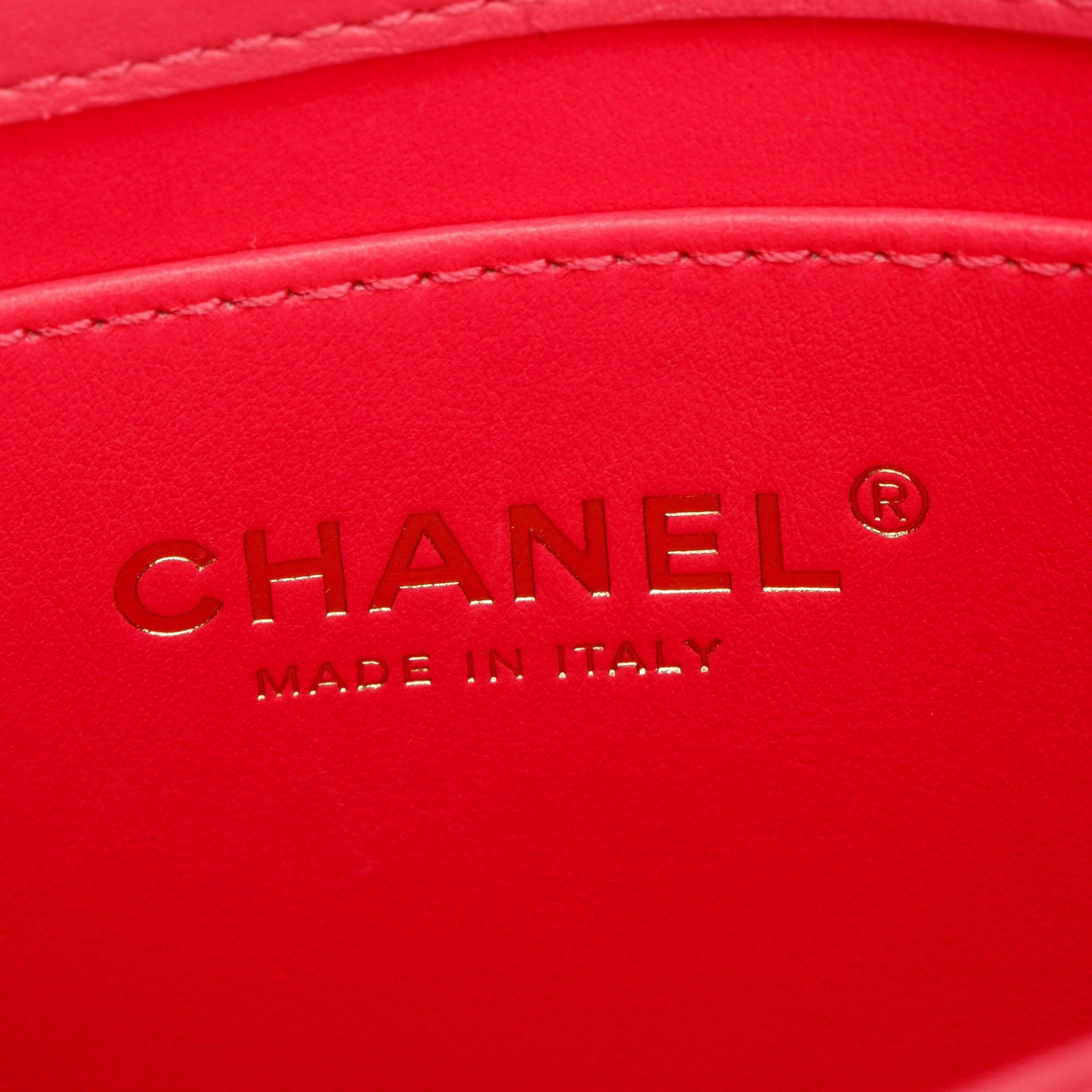 Chanel 2024 Pink Lambskin Mini Flap Bag w/ Top Handle & Box