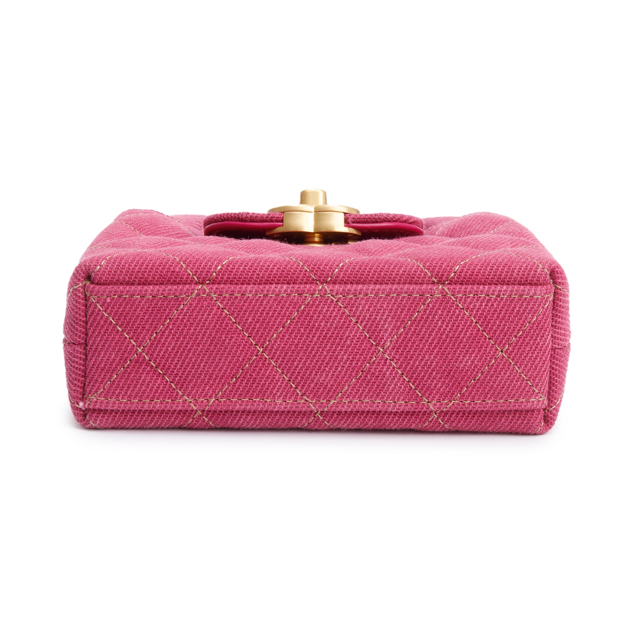 Chanel 2024 Pink Quilted Denim Nano Kelly Crossbody Bag w/ Box & Receipt