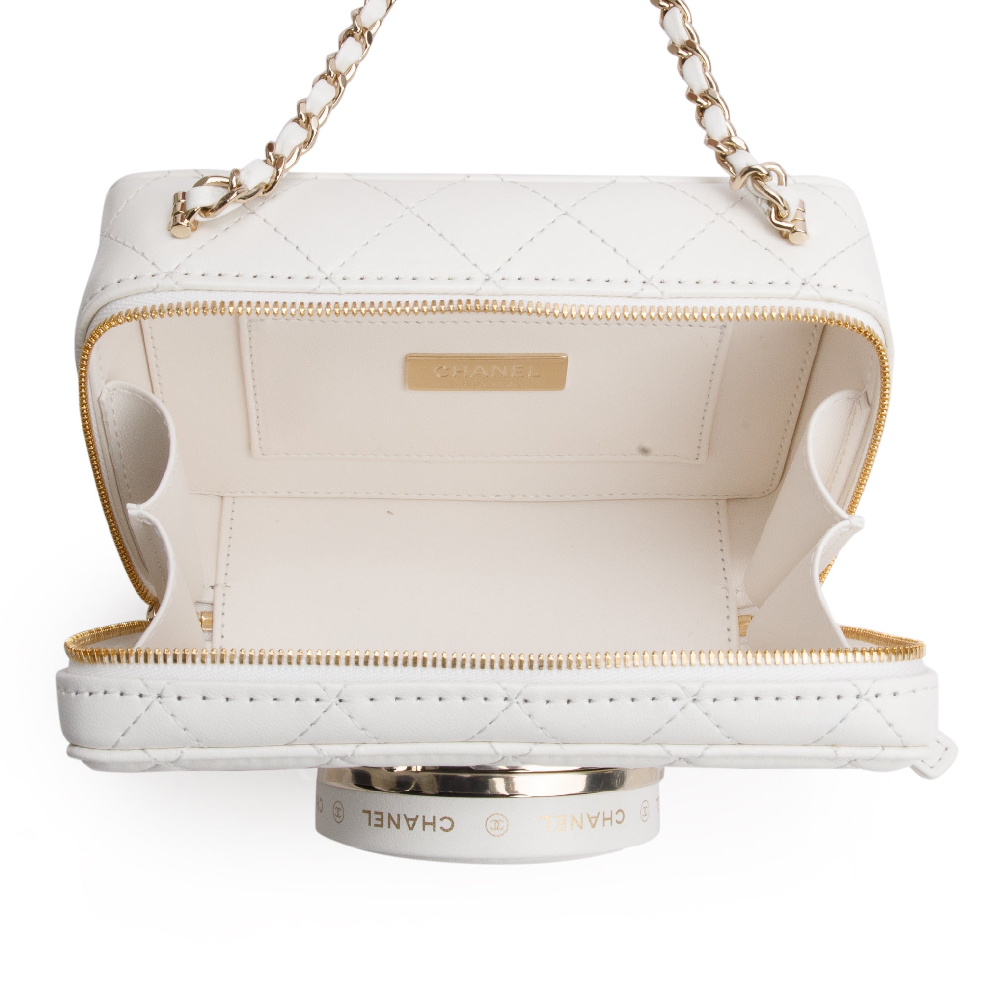 Chanel 2024 White Quilted Calfskin Leather Coco Click Crossbody Bag w/ Box