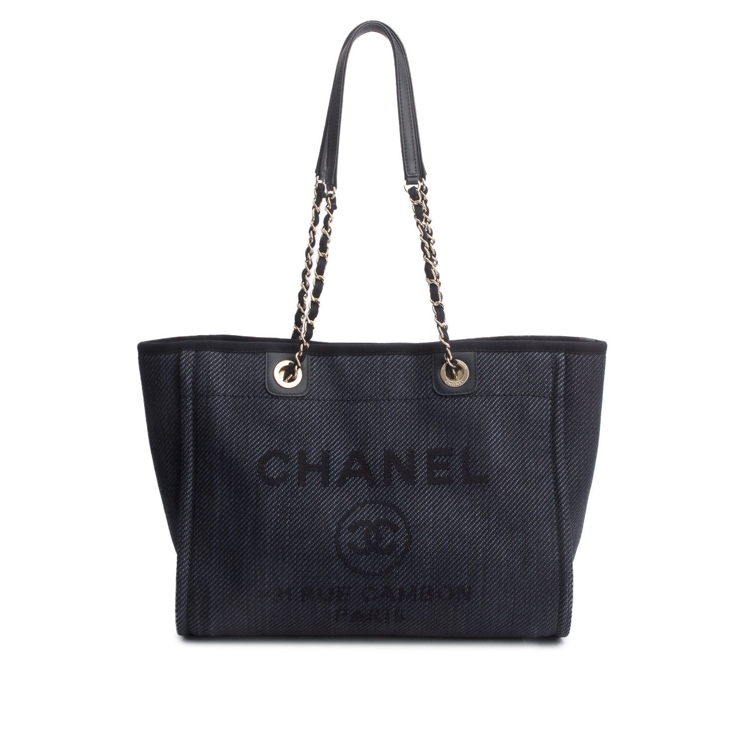 Chanel Navy Mixed Fibers Small Deauville Tote w/ Authenticity Card