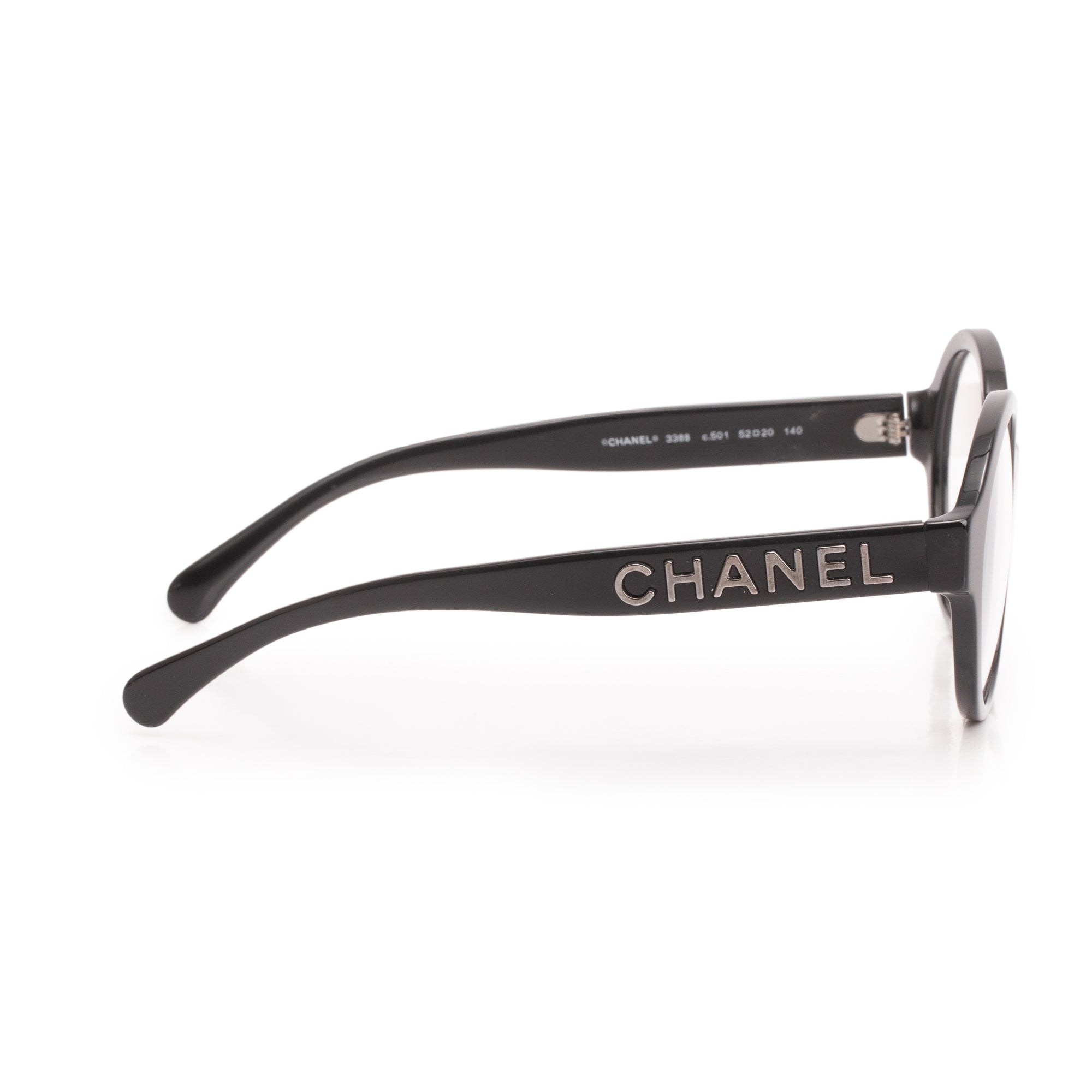 Chanel 3388 Black Acetate CC Logo Round Eyeglasses w/ Box & Case