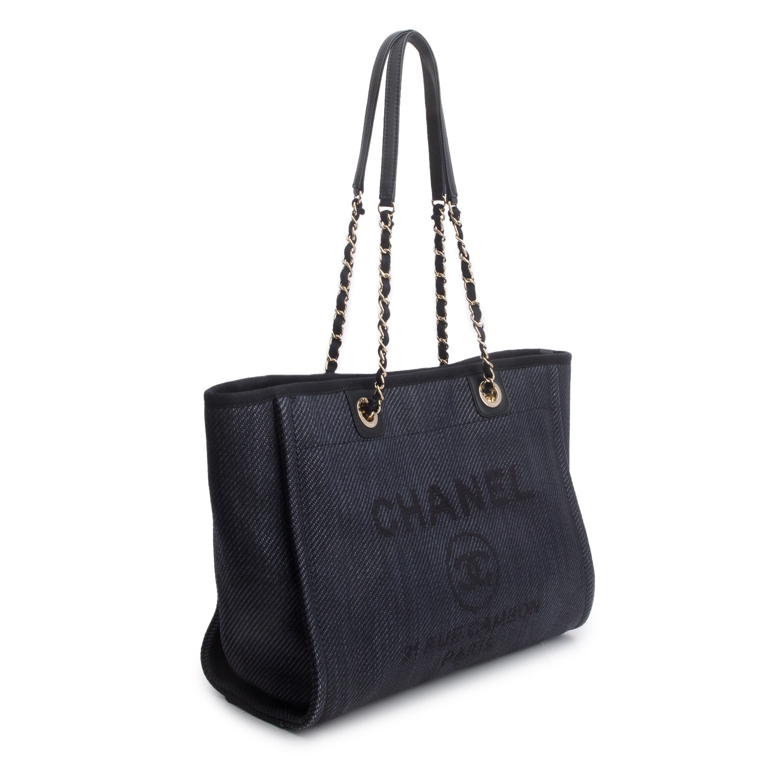 Chanel Navy Mixed Fibers Small Deauville Tote w/ Authenticity Card