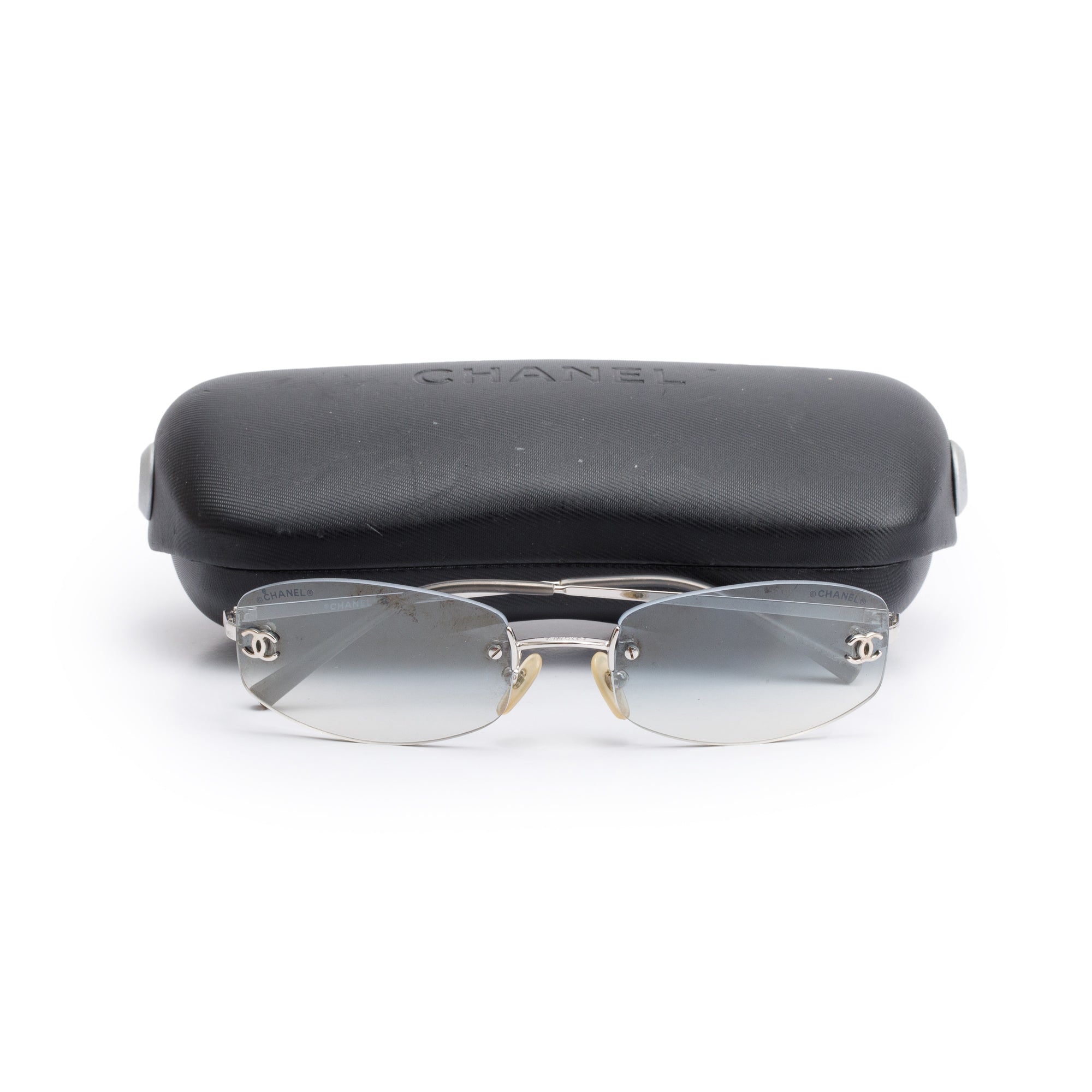 Chanel 4002 CC Logo Rimless Oval Sunglasses w/ Case