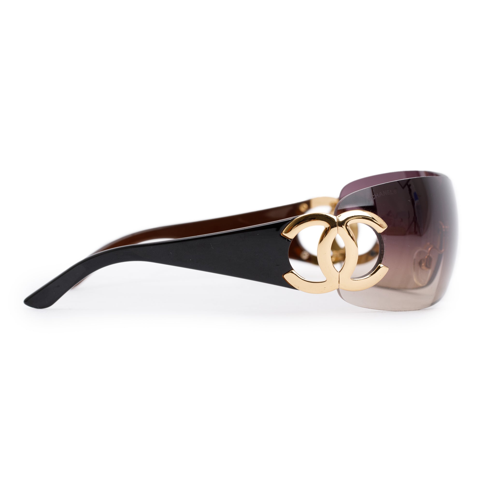 Chanel 4125 Brown Rimless CC Logo Shield Sunglasses